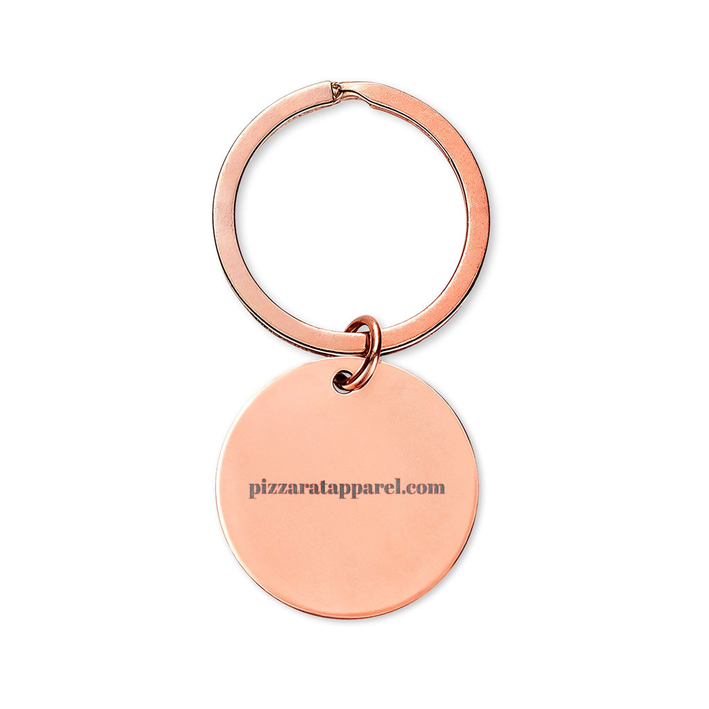 Engraved Round Stainless Keychain — "PIZZA RAT APPAREL" Minimalist Metal Keyring
