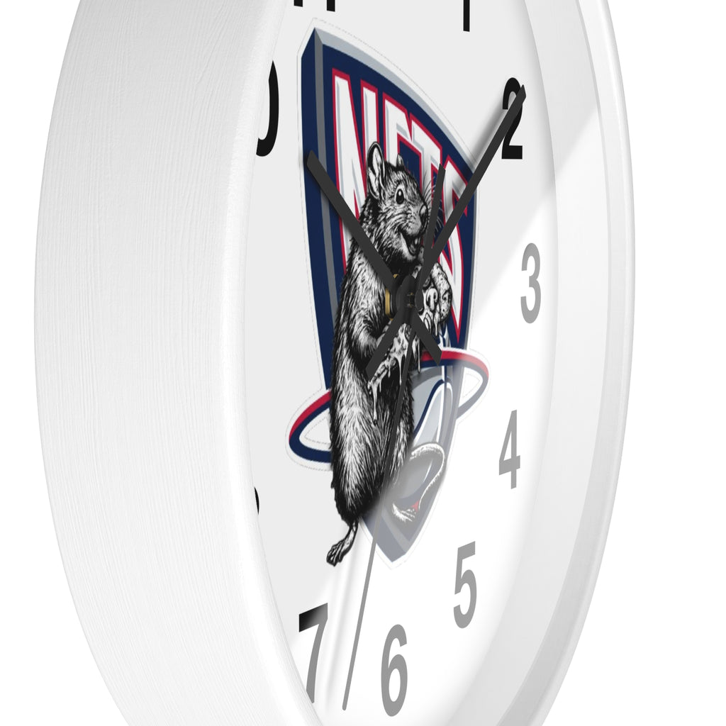 Nets Mascot Wall Clock — Retro Basketball Team Logo Decor