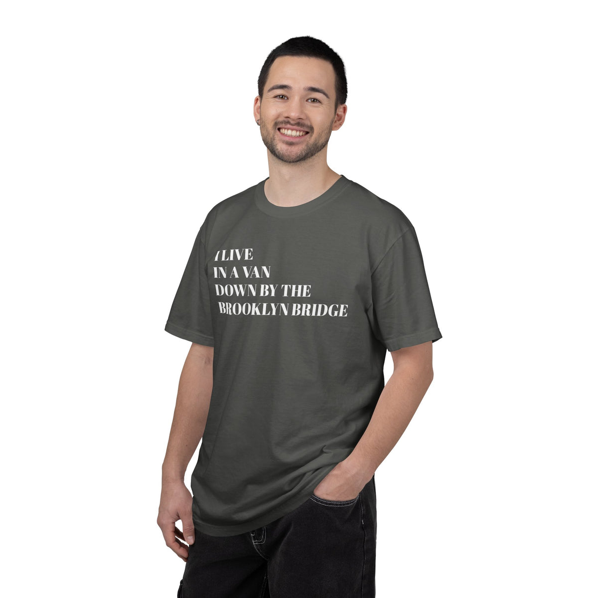 Brooklyn Bridge Van Life T-Shirt — "I Live in a Van Down by the Brooklyn Bridge"