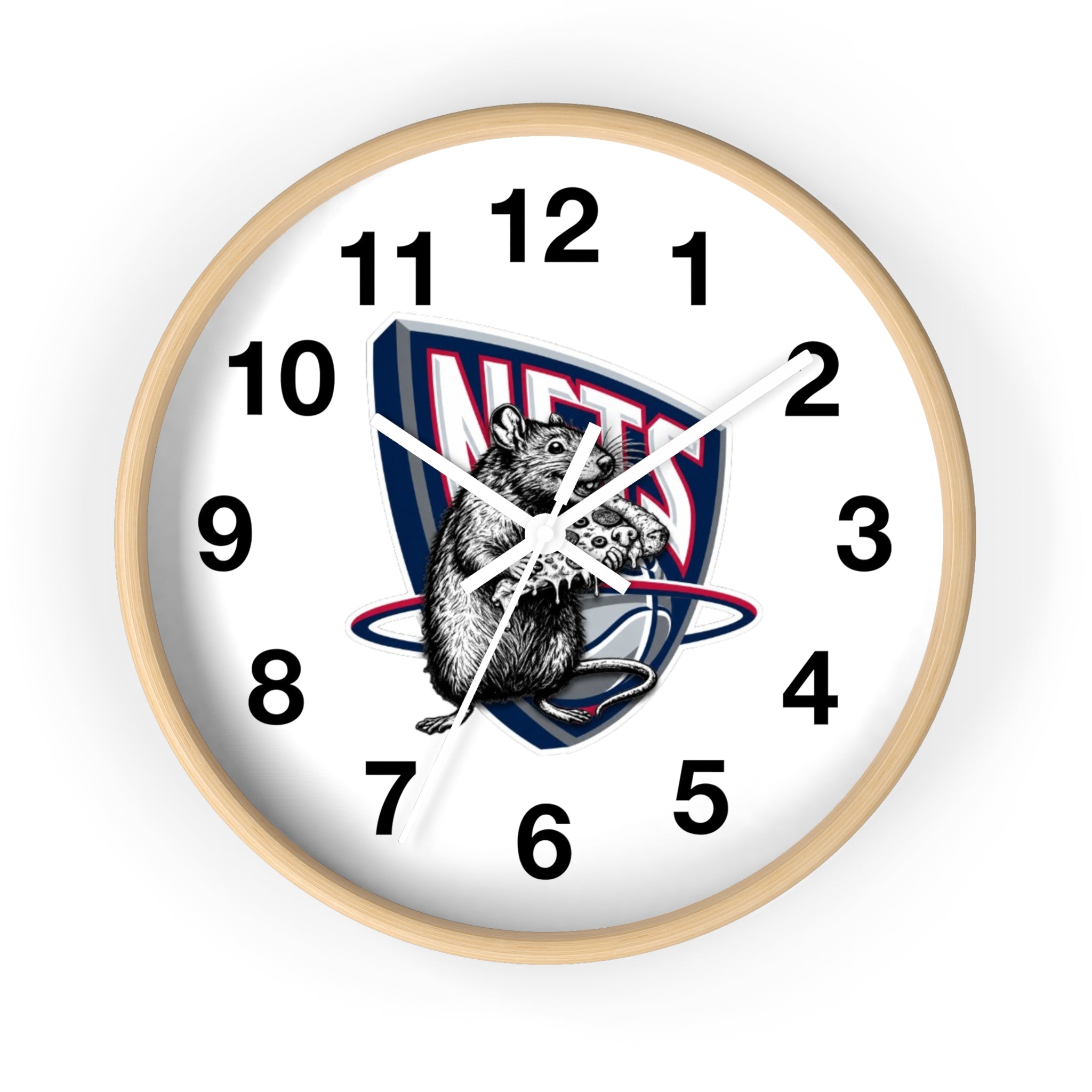 Nets Mascot Wall Clock — Retro Basketball Team Logo Decor