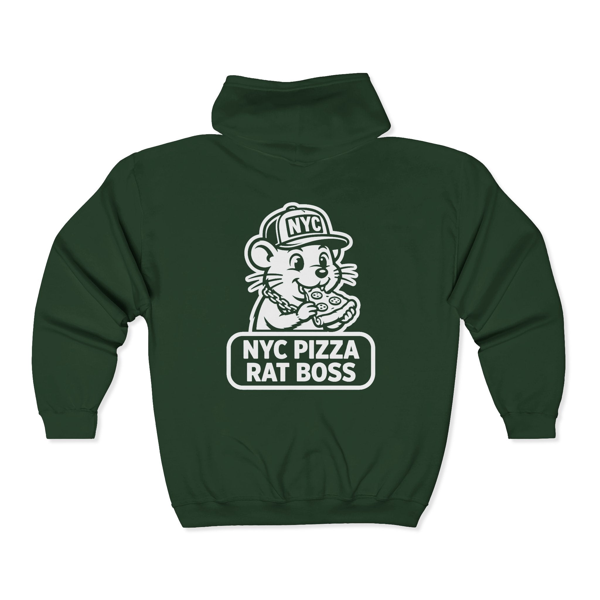 NYC Pizza Rat Zip Hoodie — Pizza Rat Graphic Full-Zip Sweatshirt