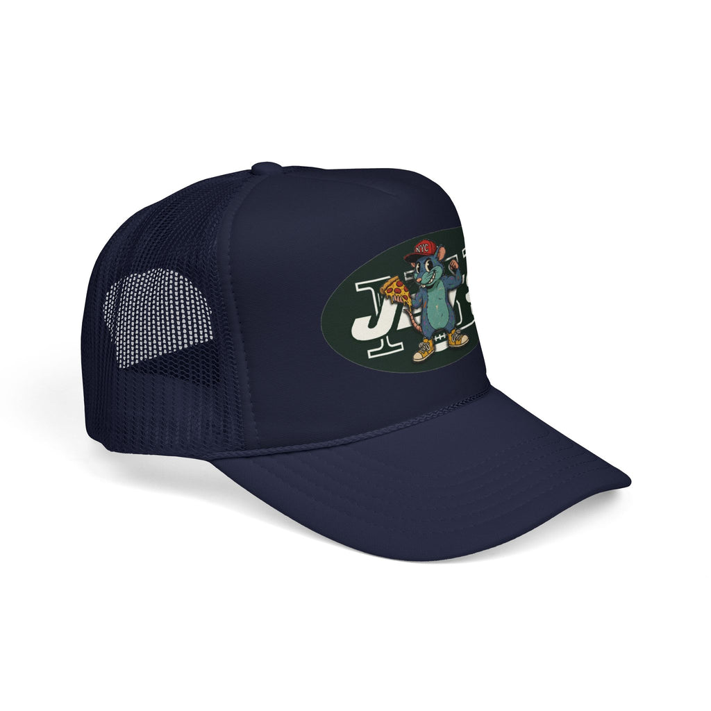 Rat Mascot Pizza Trucker Hat – Retro Sports Logo Foam Cap - NY Jets
