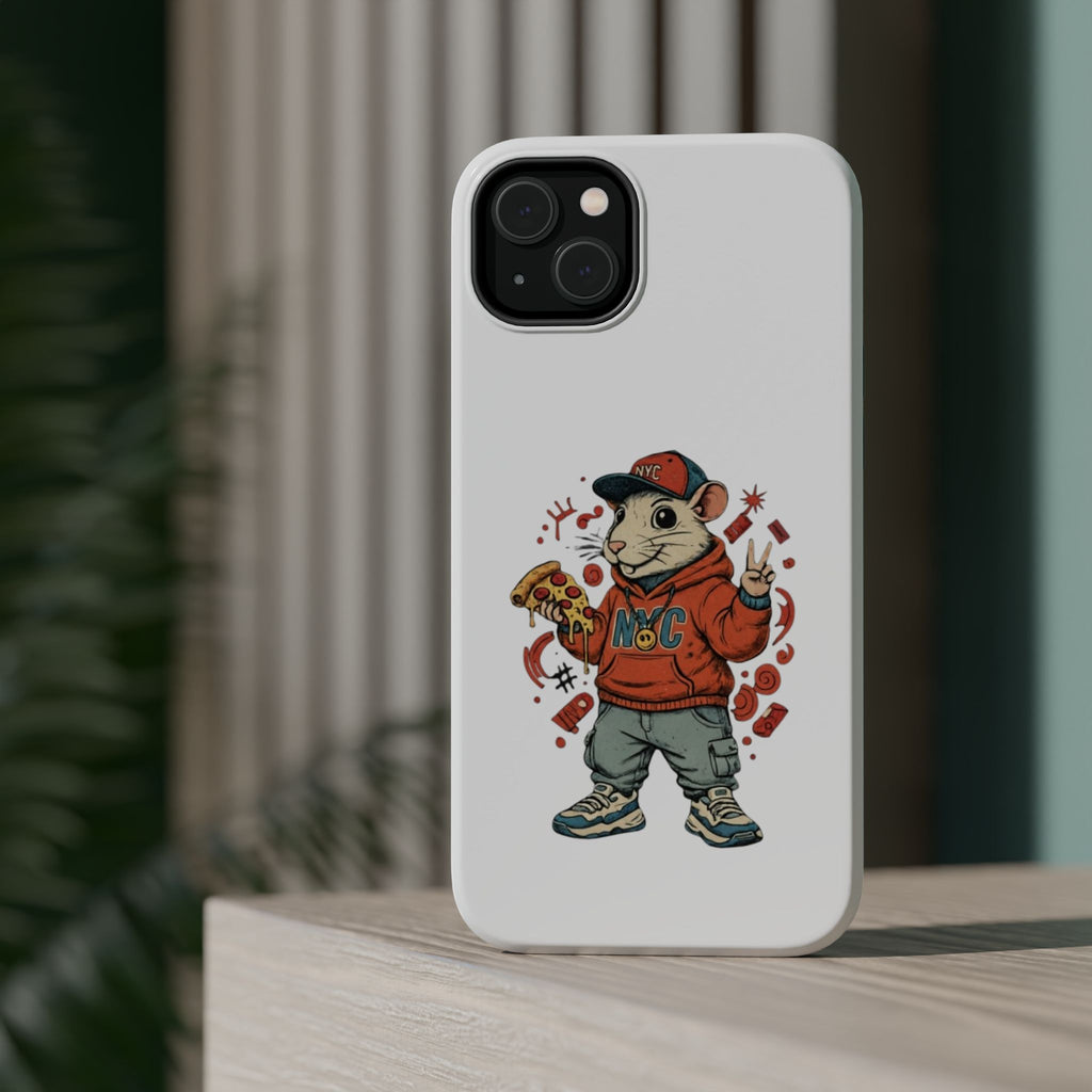 Streetwear Pizza Rat Phone Case — Magnetic Impact‑Resistant iPhone Case with Pizza Skateboard Design