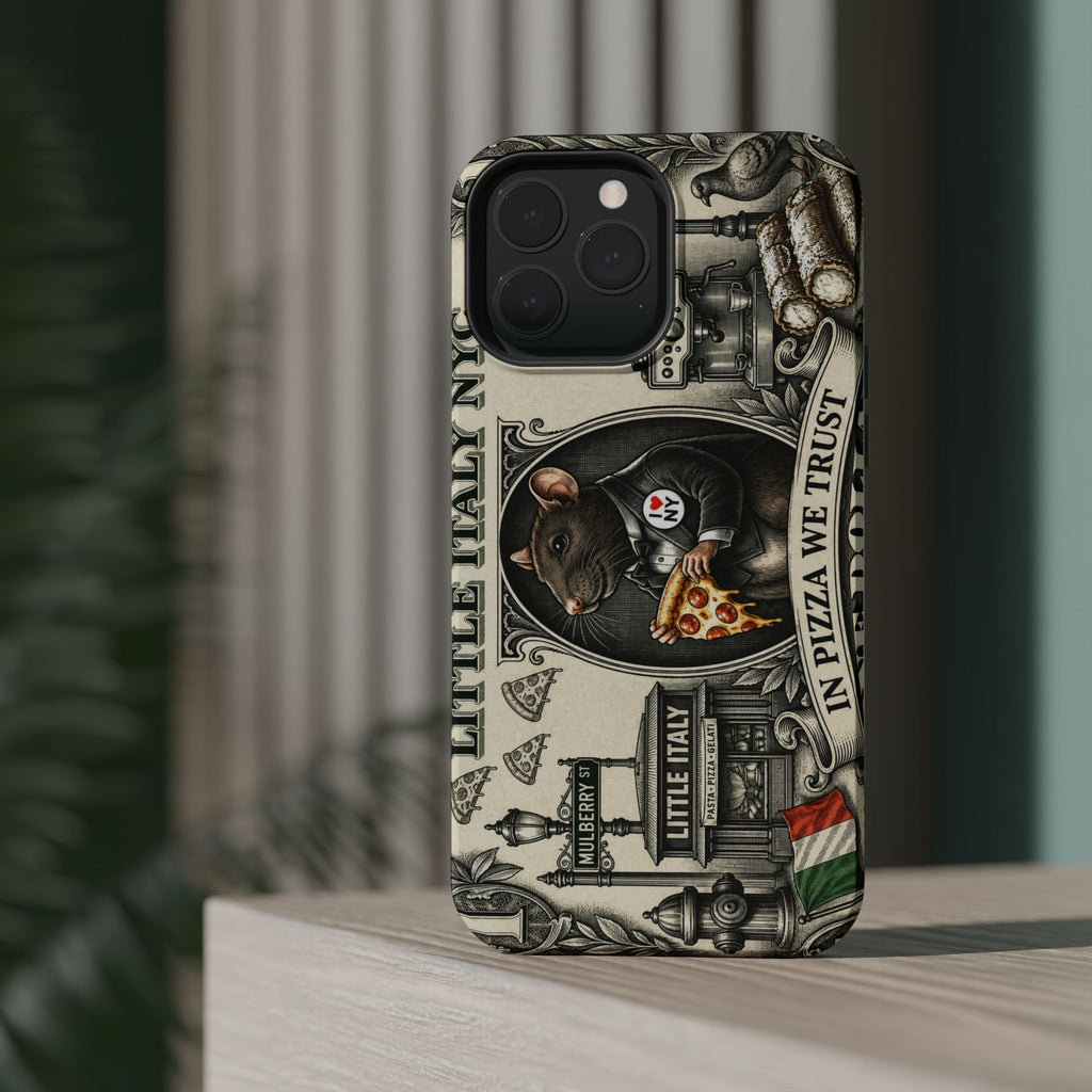 Little Italy NY Phone Case — 'In Pizza We Trust' Italy Rat Art Magnetic Impact-Resistant Case