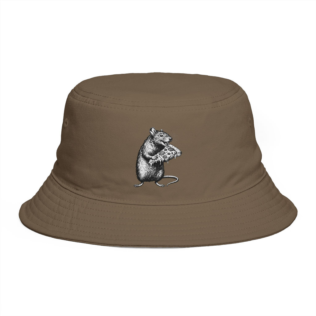 Brown Bucket Hat with Vintage Mouse Illustration – Cute Woodland Animal Sun Hat