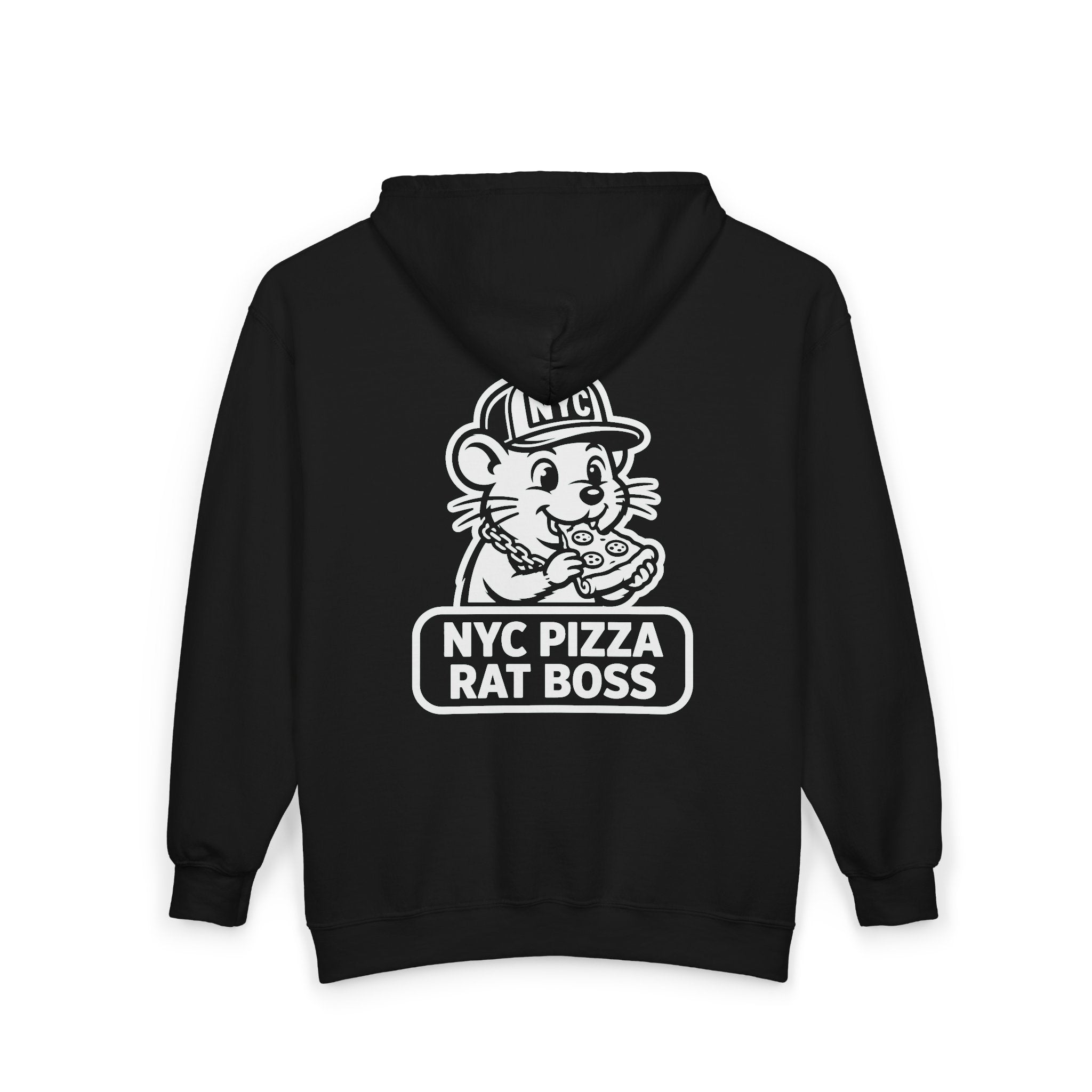 NYC Pizza Rat Zip Hoodie — Pizza Rat Graphic Full-Zip Sweatshirt