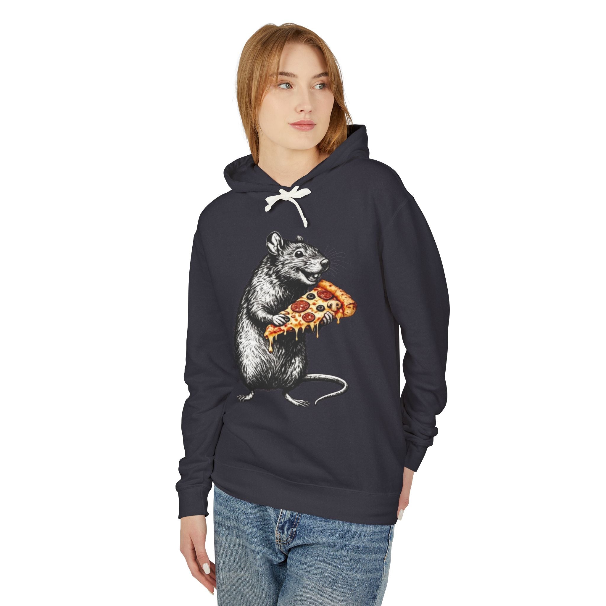 Rat Eating Pizza Hoodie — Quirky Graphic Animal Pizza Sweatshirt