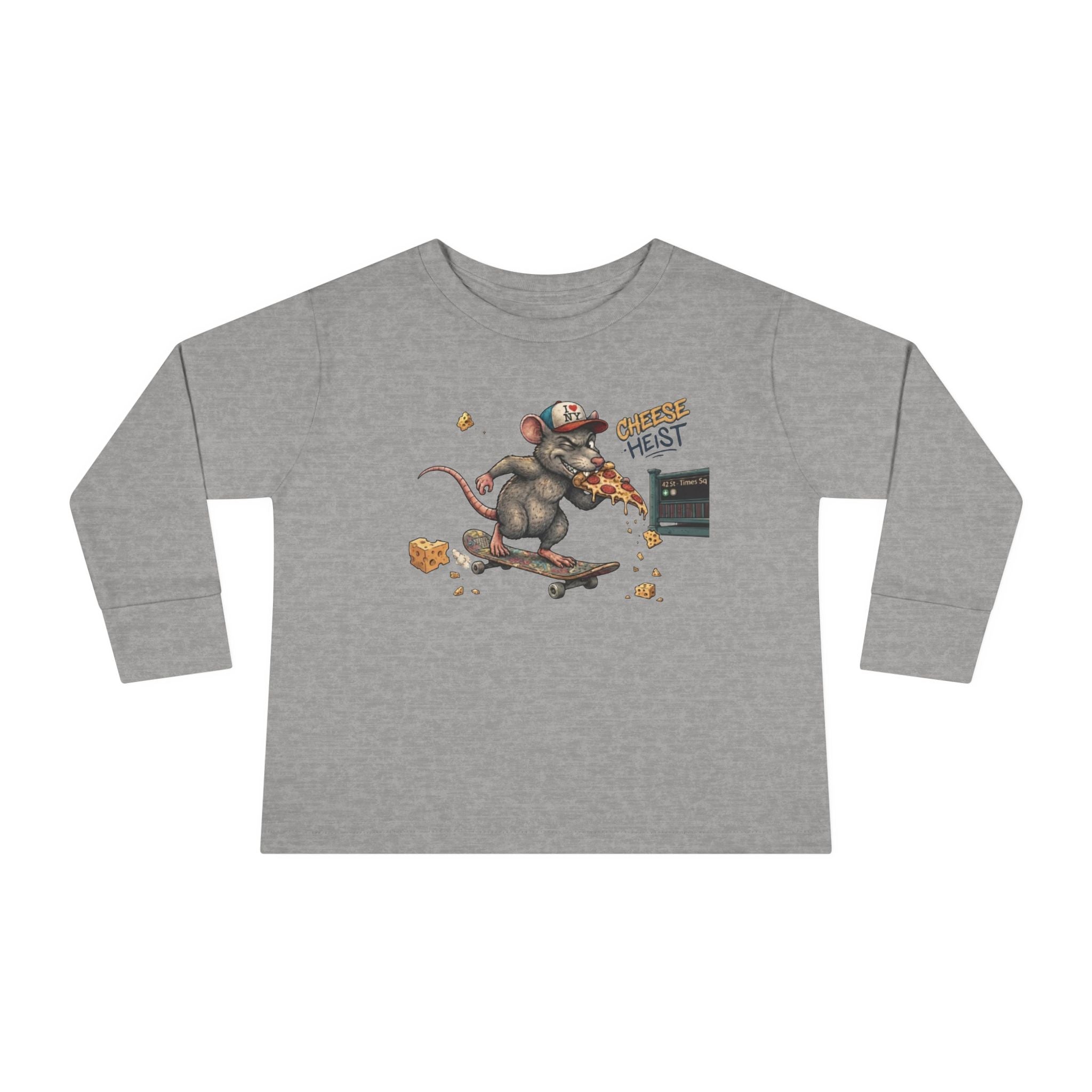 Skateboard Rat Toddler Long Sleeve Tee — Cute Skater Mouse Graphic Shirt