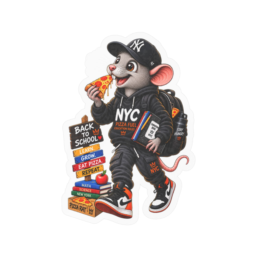 NYC Pizza Rat Sticker — Cute Streetwear Mouse Vinyl Decal (Kiss-Cut)
