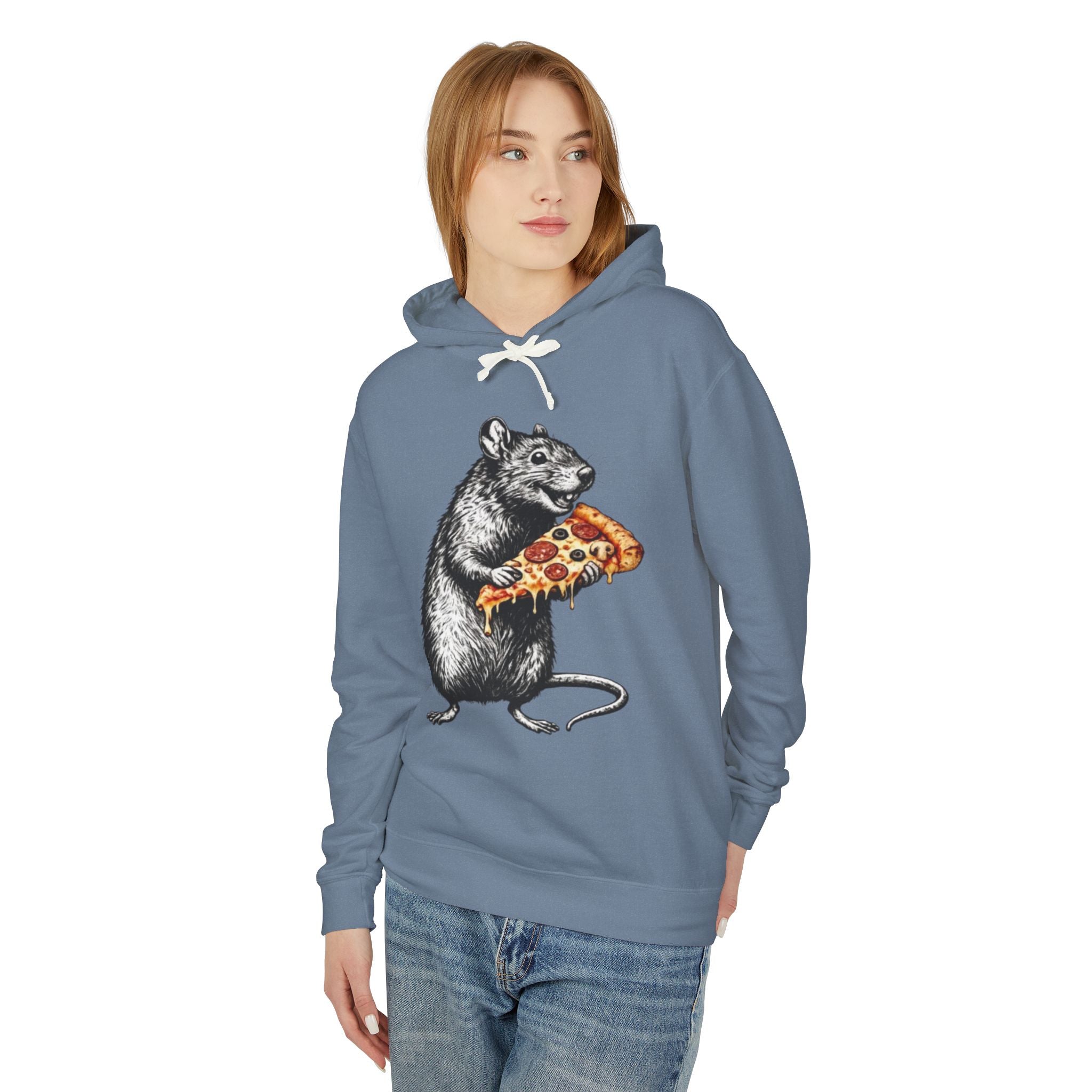 Rat Eating Pizza Hoodie — Quirky Graphic Animal Pizza Sweatshirt
