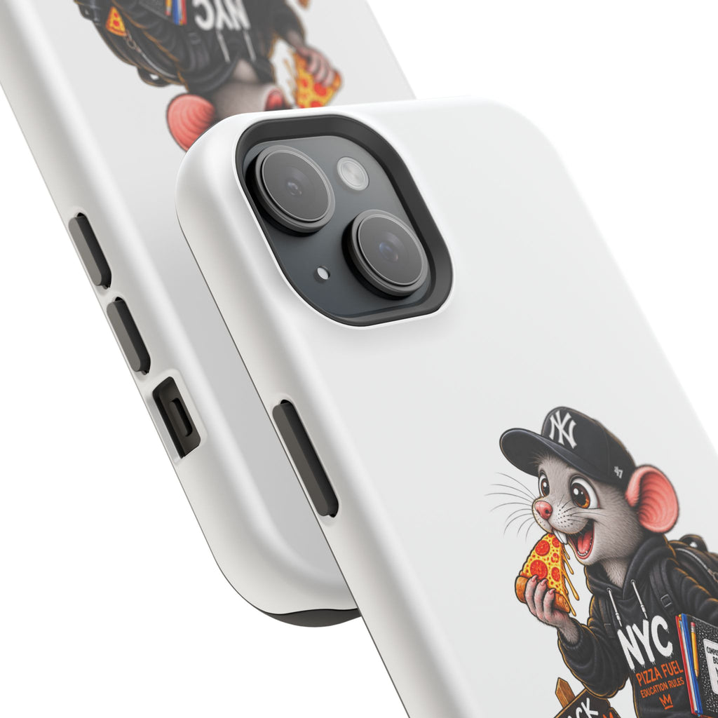 NYC Street Rat Phone Case – Magnetic Impact-Resistant iPhone Case with Back-to-School Pizza Design