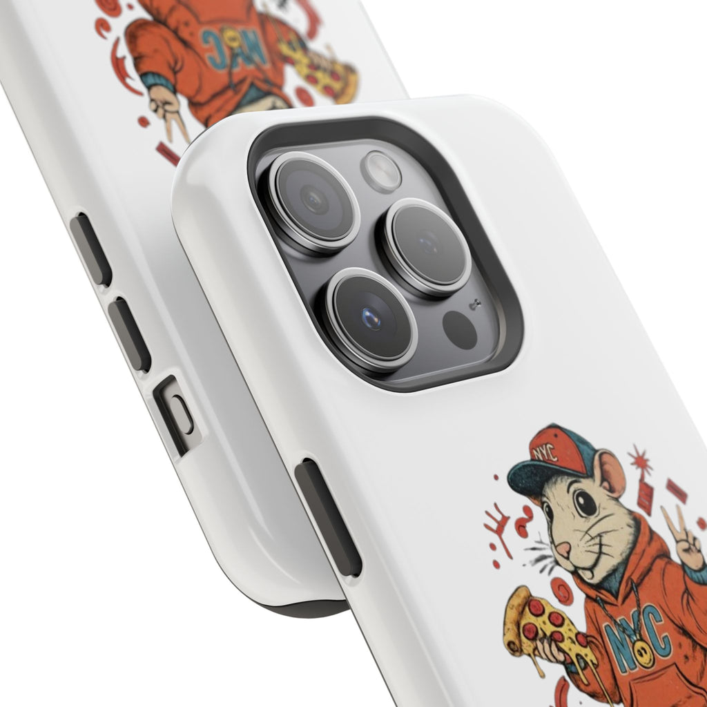 Streetwear Pizza Rat Phone Case — Magnetic Impact‑Resistant iPhone Case with Pizza Skateboard Design