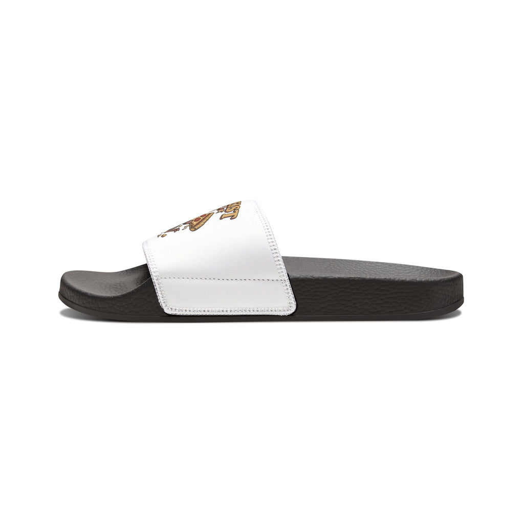 Youth Pizza Rat Slide Sandals — "Cheese First" Graphic Slides for Kids