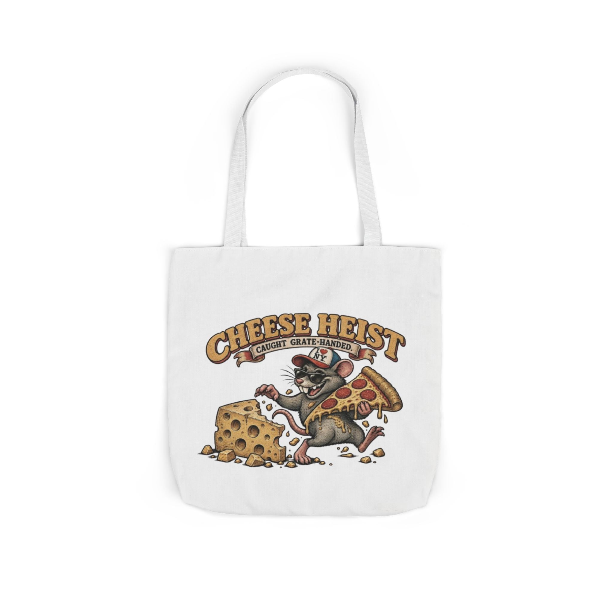 Cheese Heist Canvas Tote - Funny Mouse & Pizza Grocery Bag