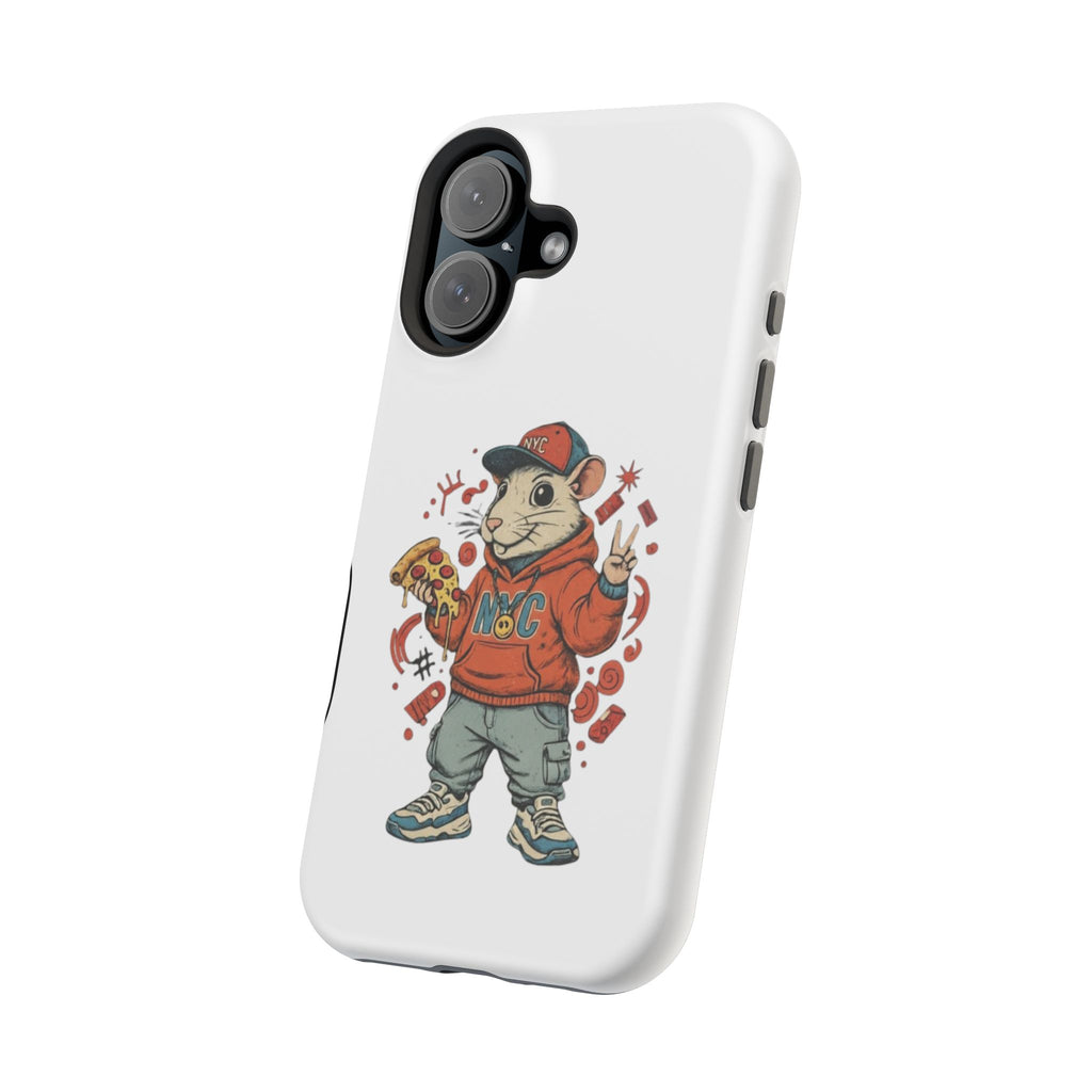 Streetwear Pizza Rat Phone Case — Magnetic Impact‑Resistant iPhone Case with Pizza Skateboard Design