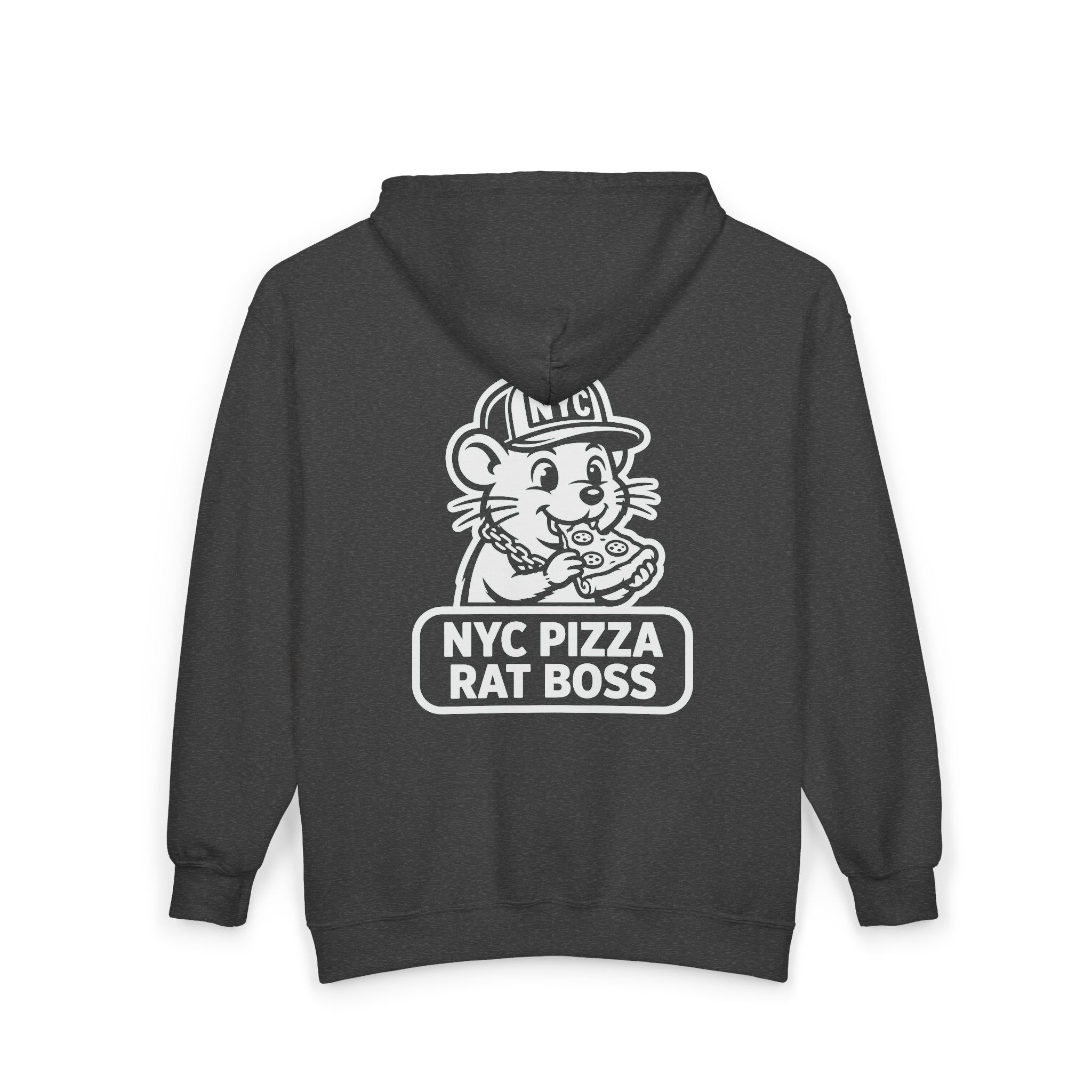 NYC Pizza Rat Zip Hoodie — Pizza Rat Graphic Full-Zip Sweatshirt