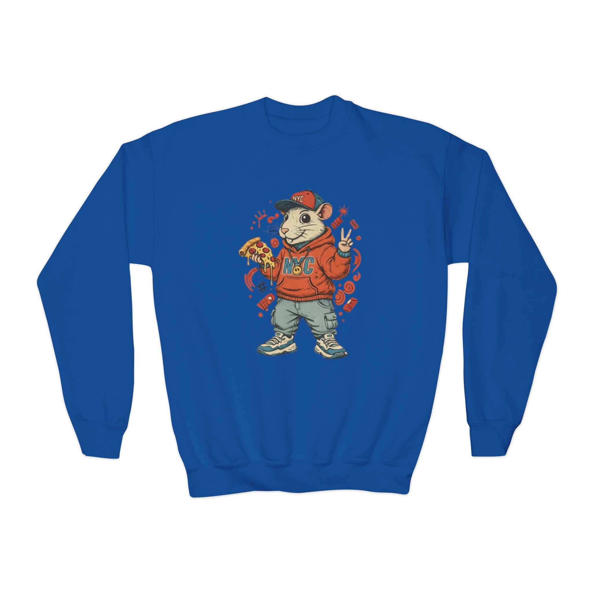 Kids Pizza Rat Crewneck Sweatshirt — Cute Rodent Streetwear