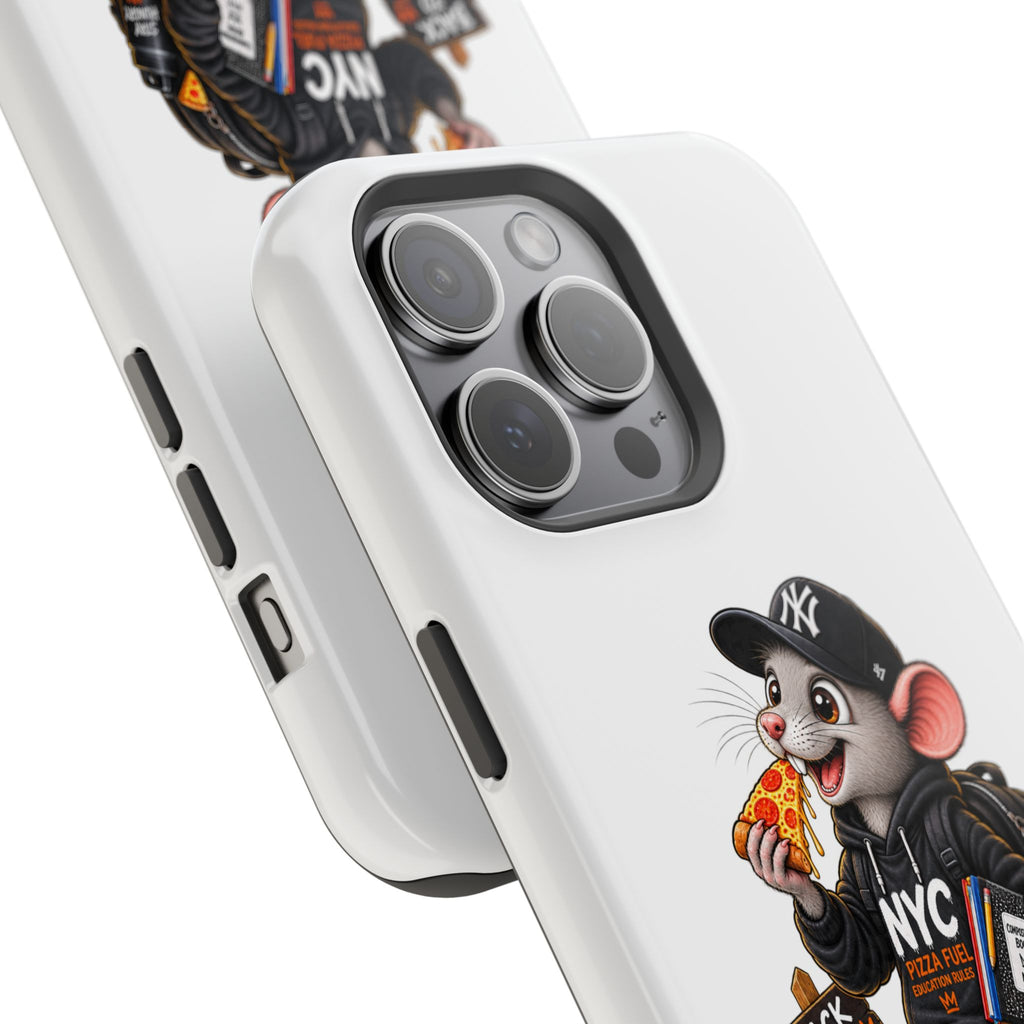NYC Street Rat Phone Case – Magnetic Impact-Resistant iPhone Case with Back-to-School Pizza Design