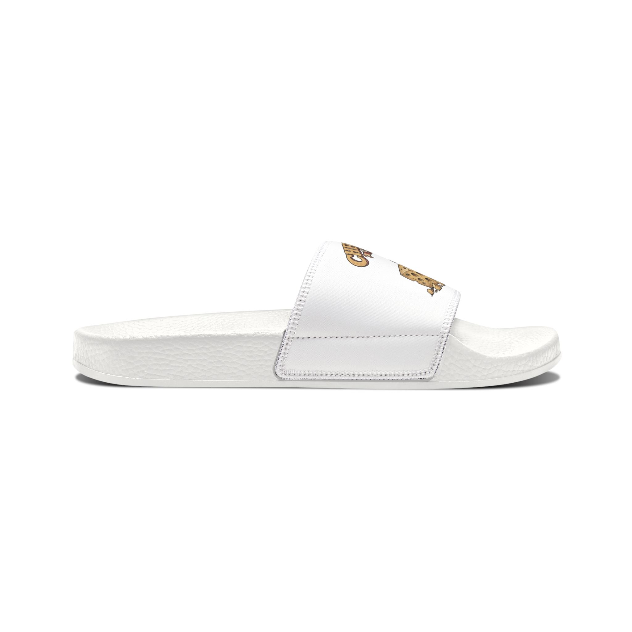 Youth Pizza Rat Slide Sandals — "Cheese First" Graphic Slides for Kids