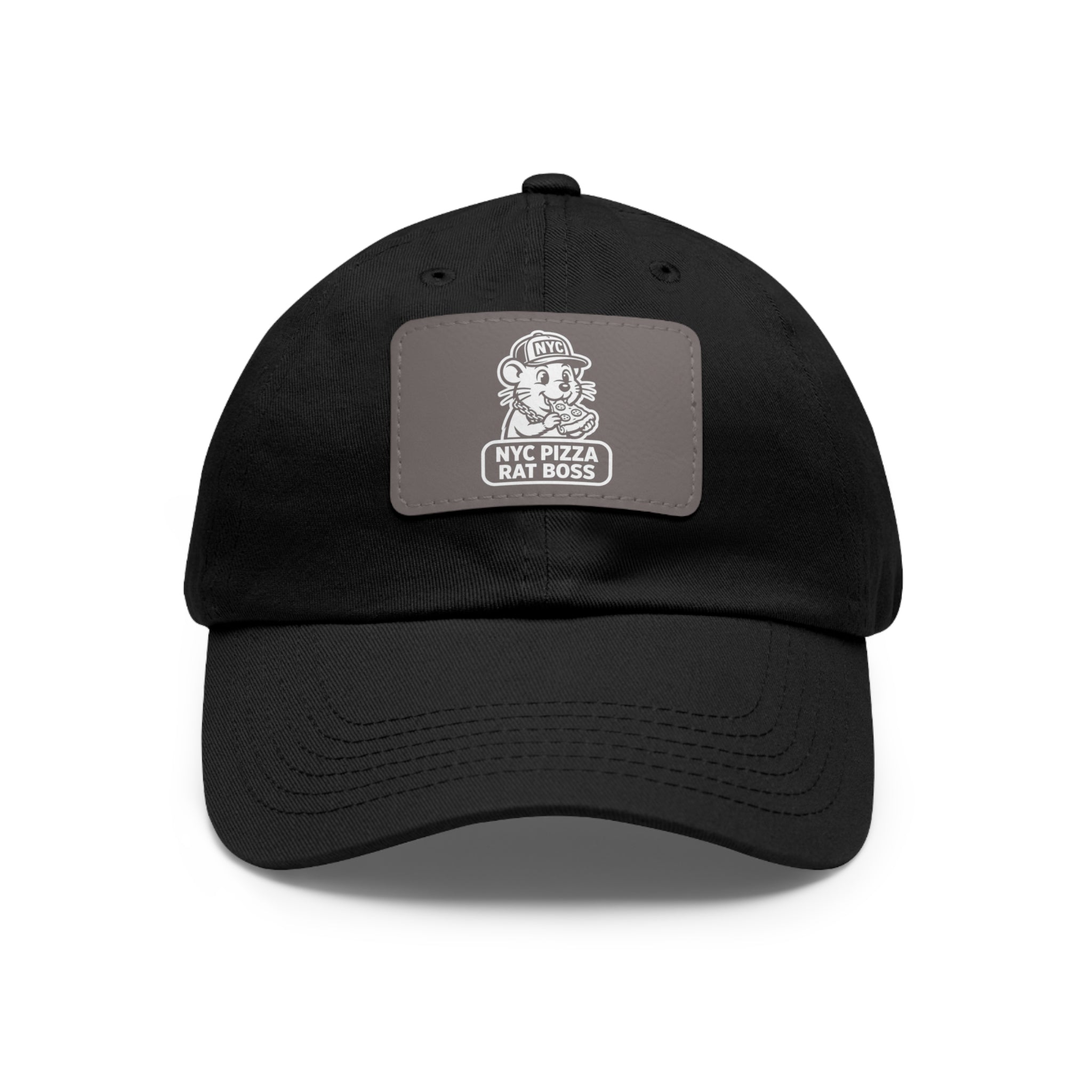 Leather Patch Dad Hat — NYC Pizza Rat Boss Logo