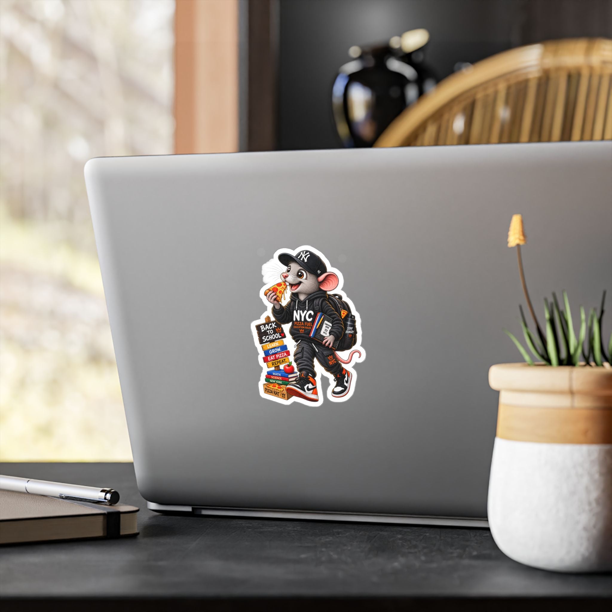 NYC Pizza Rat Sticker — Cute Streetwear Mouse Vinyl Decal (Kiss-Cut)
