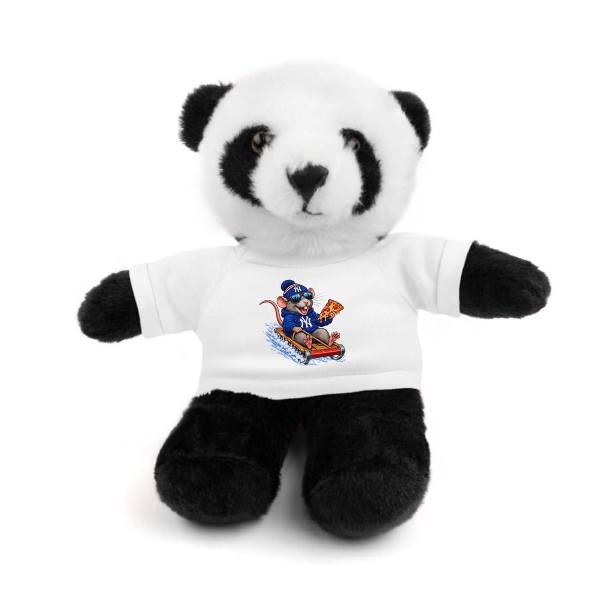 Plush Bear with Sledding Pup Tee — Cute Winter Stuffed Animal Gift - NY Pizza Rat