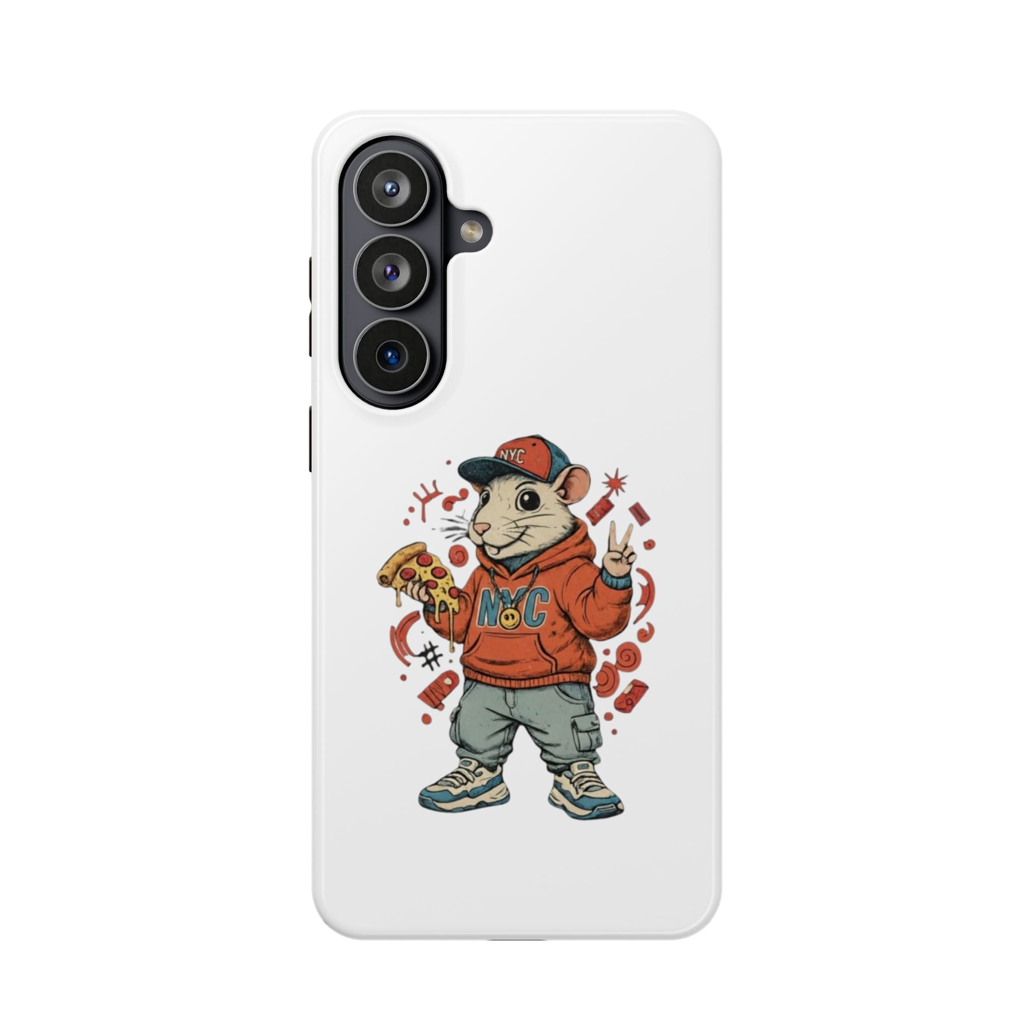 Streetwear Pizza Rat Phone Case — Magnetic Impact‑Resistant iPhone Case with Pizza Skateboard Design