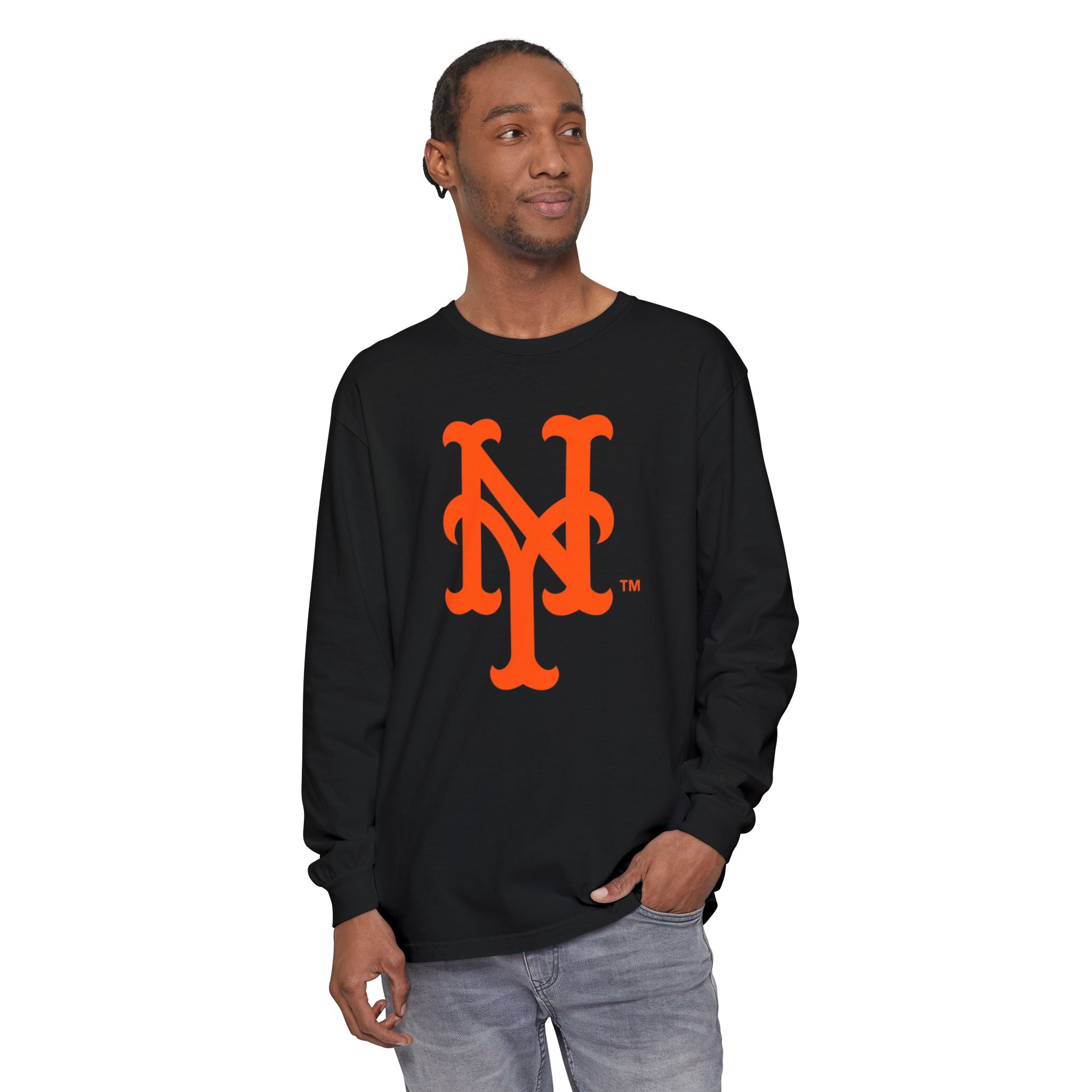 NY Mets Vintage Orange NY Monogram Long Sleeve Tee