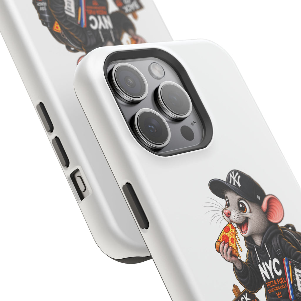 NYC Street Rat Phone Case – Magnetic Impact-Resistant iPhone Case with Back-to-School Pizza Design