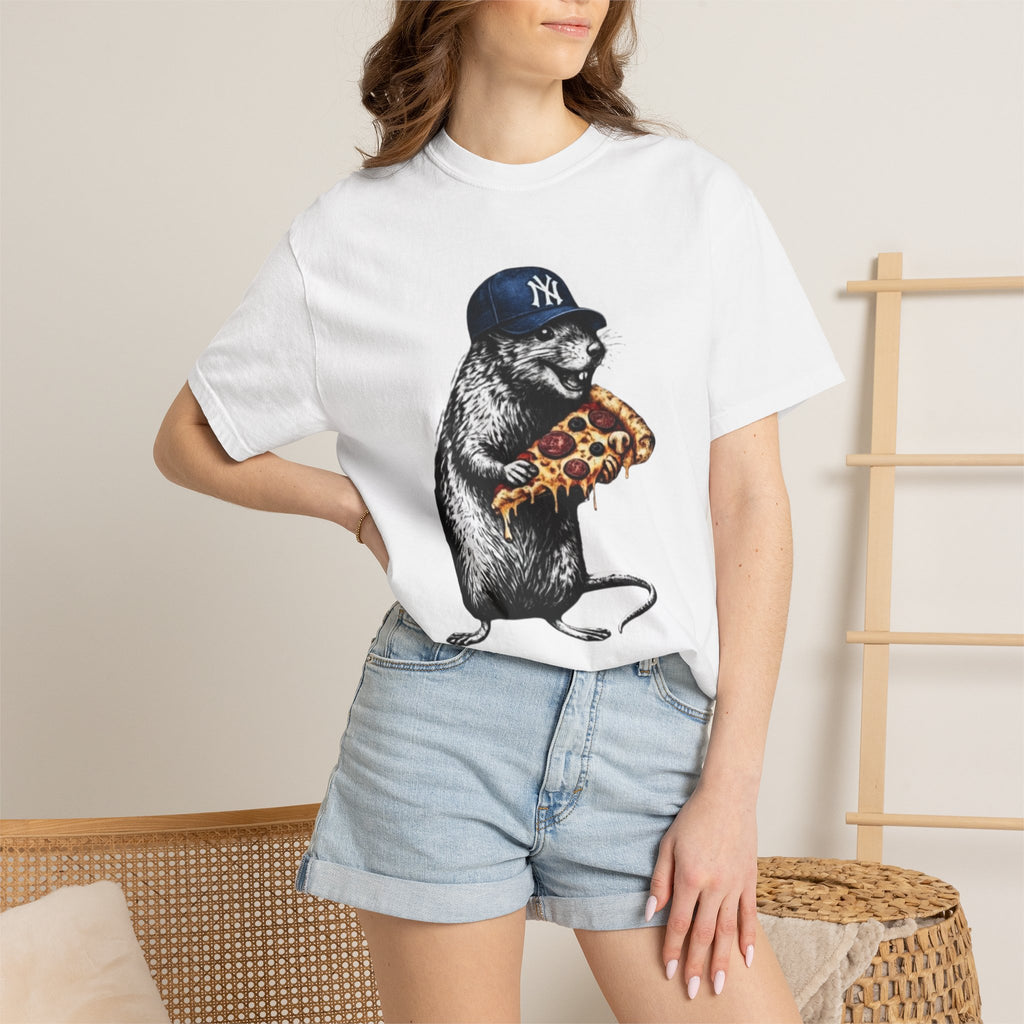 NY Rat with Pizza Graphic Tee — Streetwear Novelty T-Shirt