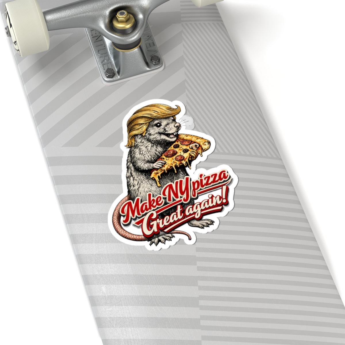 Funny Political Rat Sticker — “Make NY Pizza Great Again” Kiss-Cut Laptop Decal