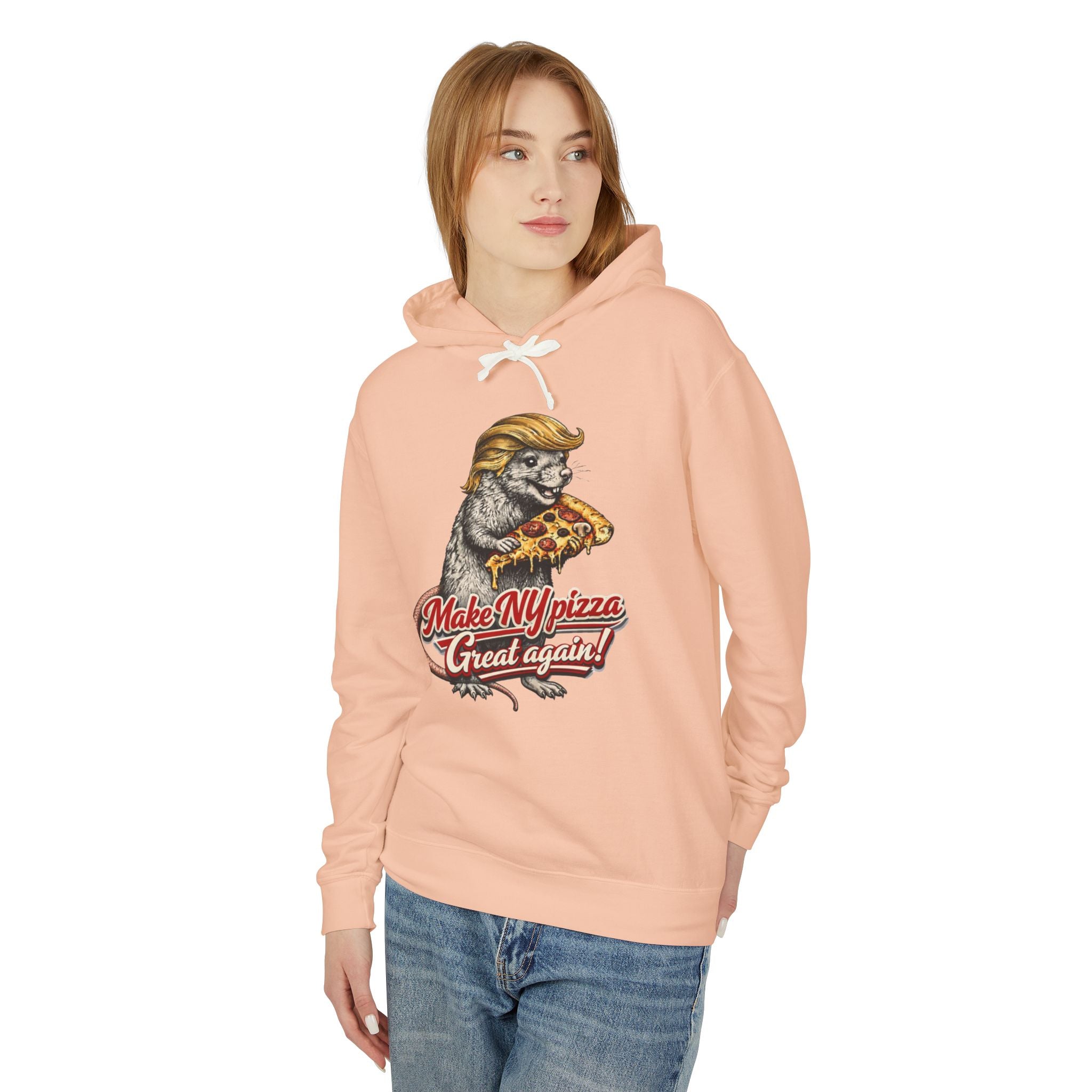 Unisex NYC Pizza Hoodie — "Make NY Pizza Great Again" Tiger with Pizza Graphic