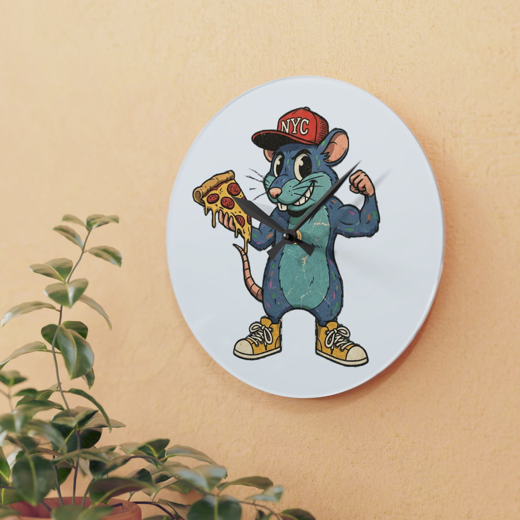 NYC Pizza Rat - Acrylic Wall Clock
