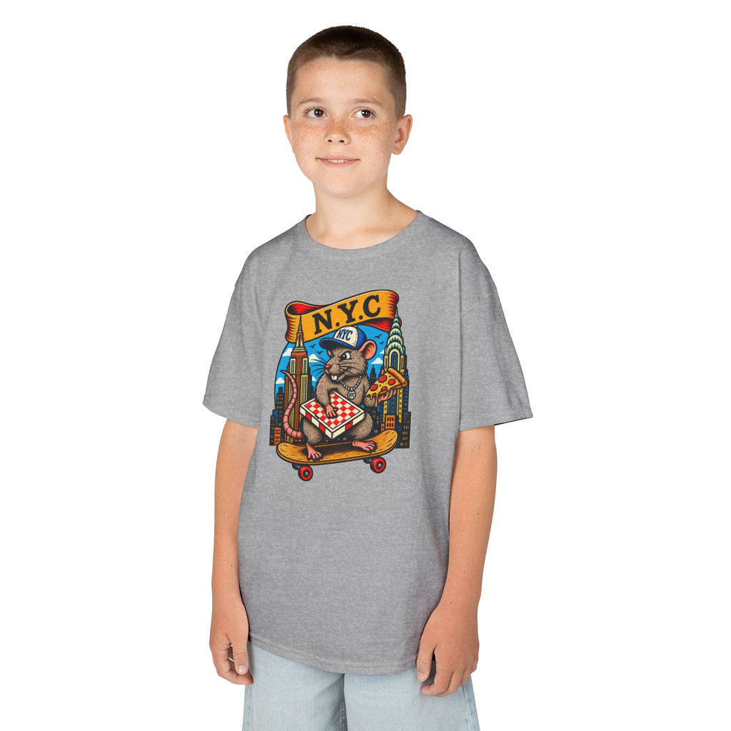 Kids T-Shirt — NYC Skateboarding Pizza Rat Graphic