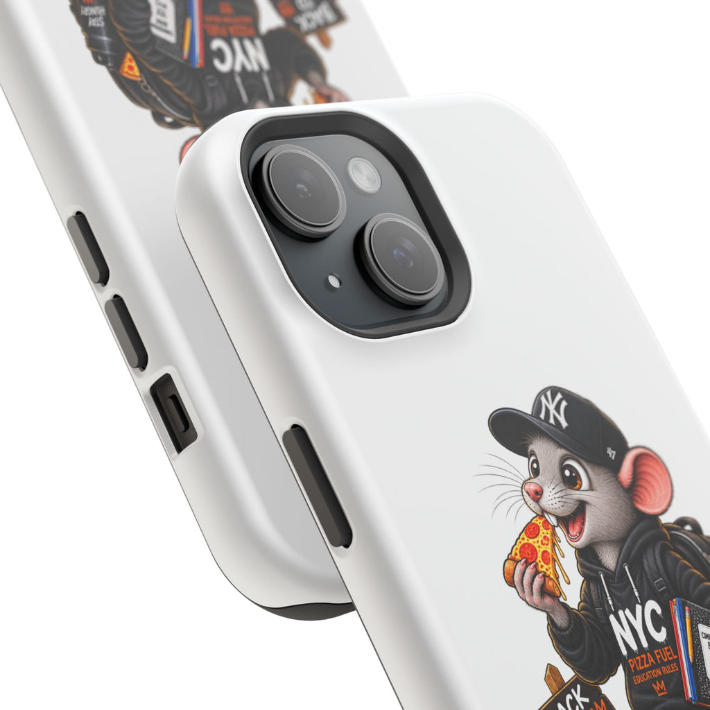 NYC Street Rat Phone Case – Magnetic Impact-Resistant iPhone Case with Back-to-School Pizza Design