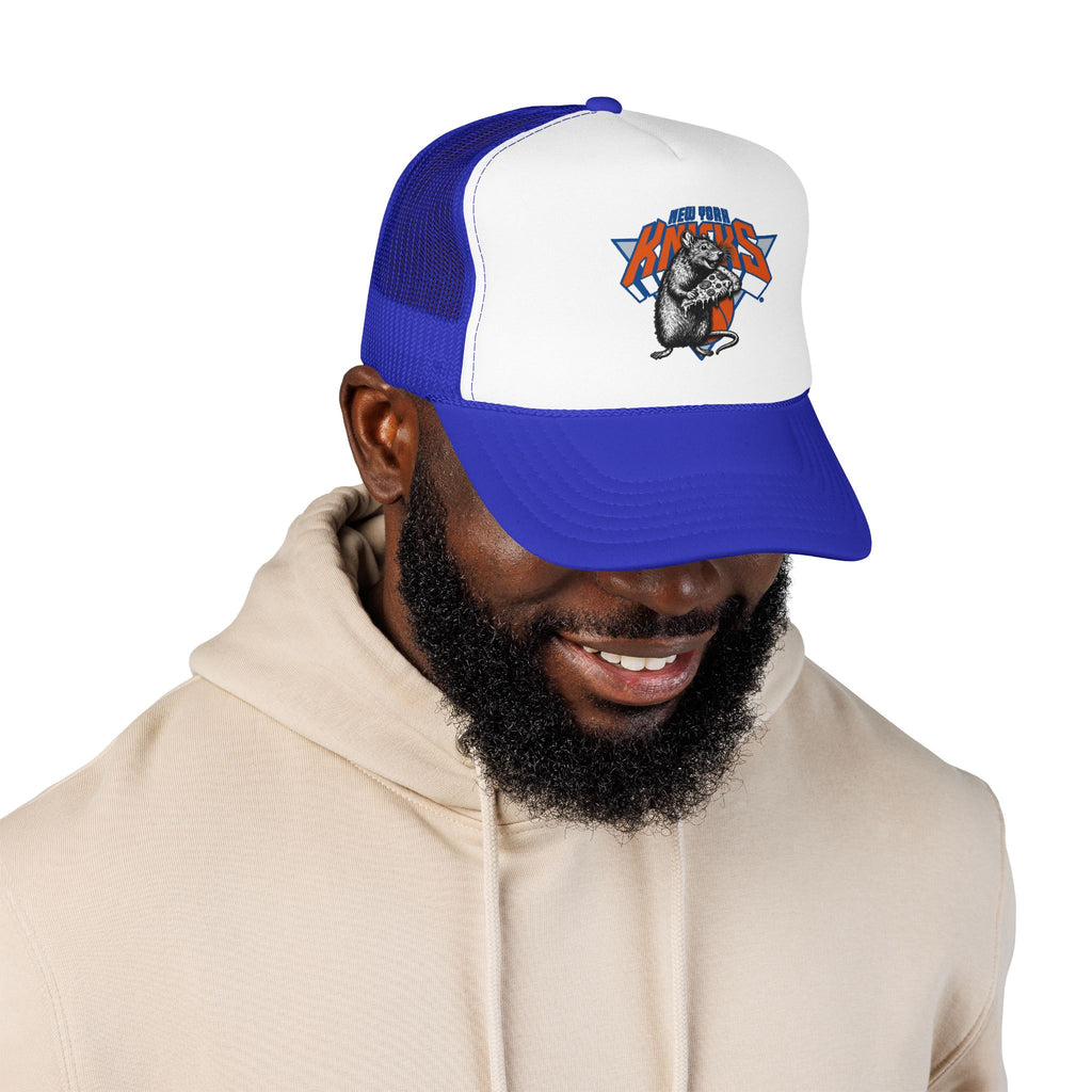 Vintage Skate Rat Foam Trucker Hat – Retro Skateboarding Logo Cap - NY Knicks