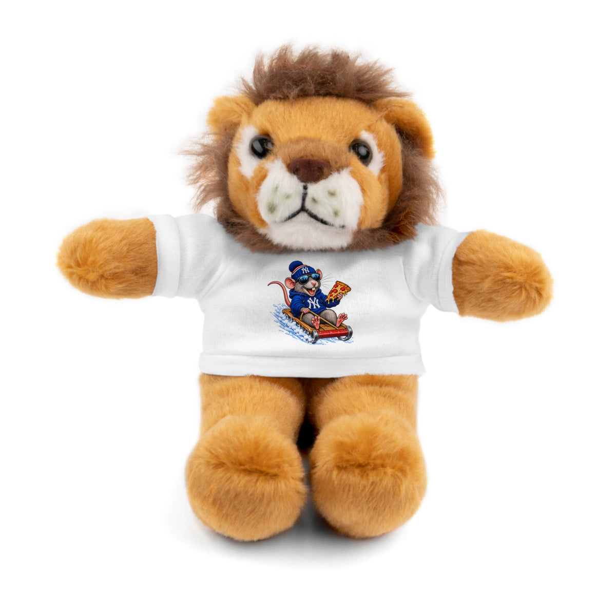Plush Bear with Sledding Pup Tee — Cute Winter Stuffed Animal Gift - NY Pizza Rat