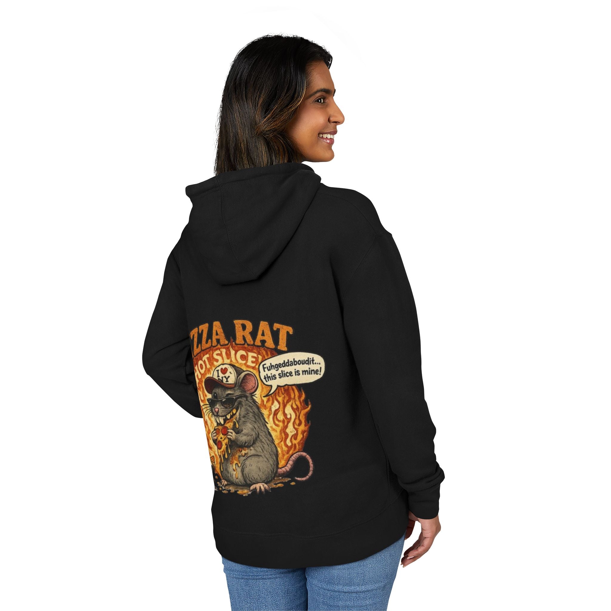 Hoodie — "Where the Rats Eat Better" Front & Pizza Rat Back Graphic Hoodie