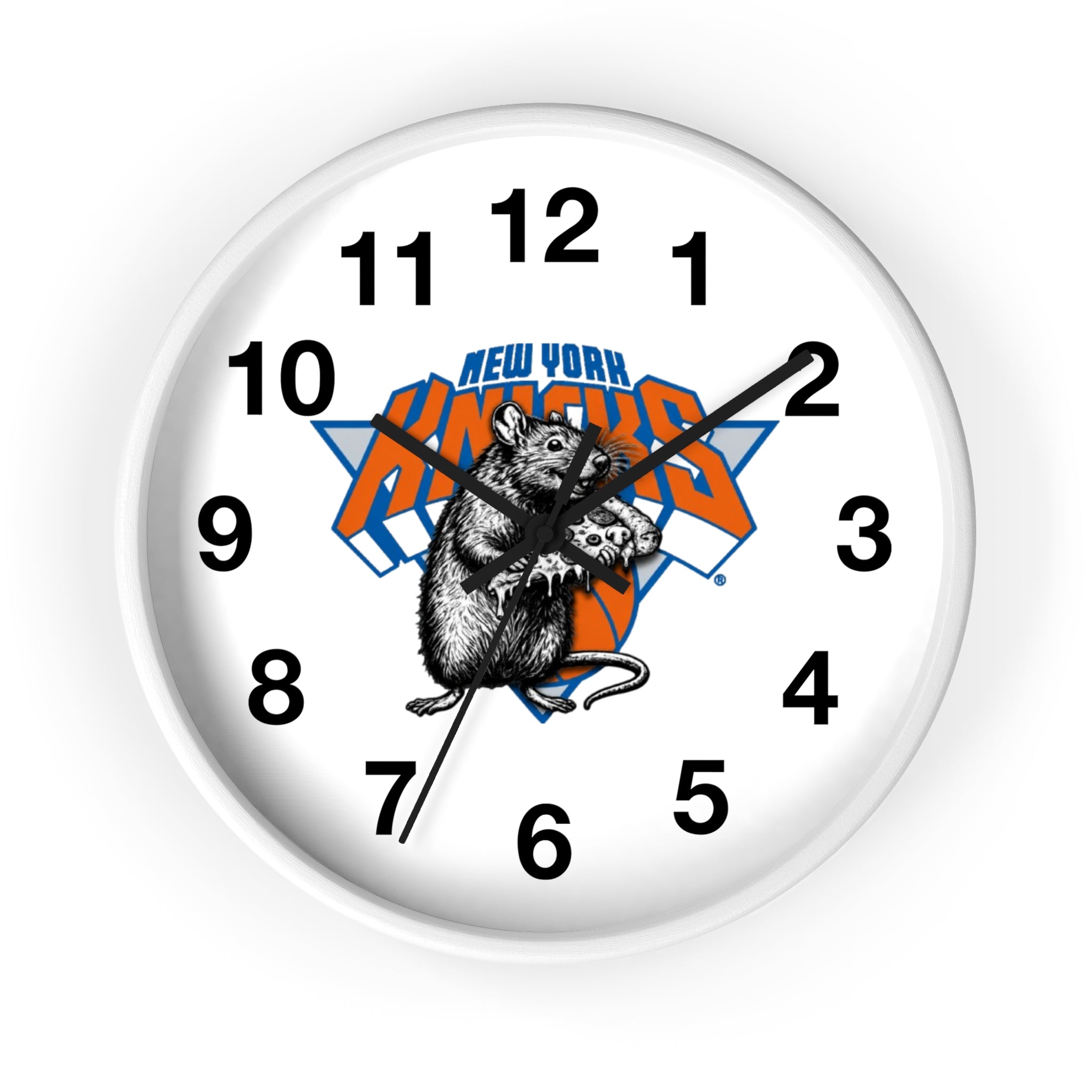 New York Knicks Retro Rat Logo Wall Clock — Vintage Basketball Fan Decor