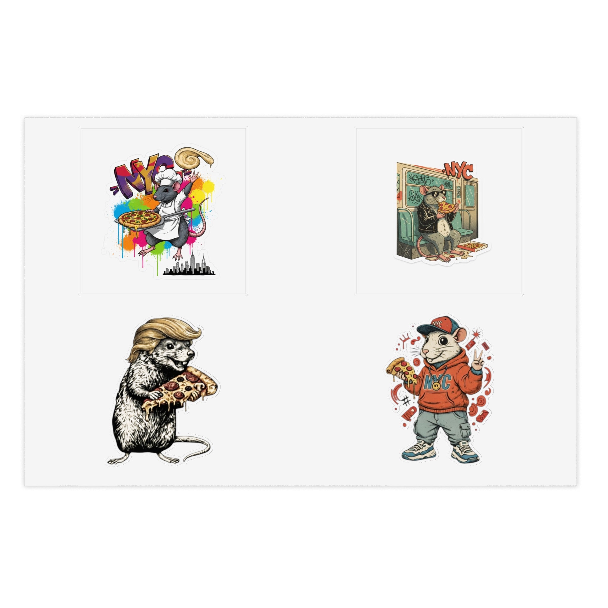 Urban Rat Sticker Sheet — Retro Street Art & Pizza Pocket Characters