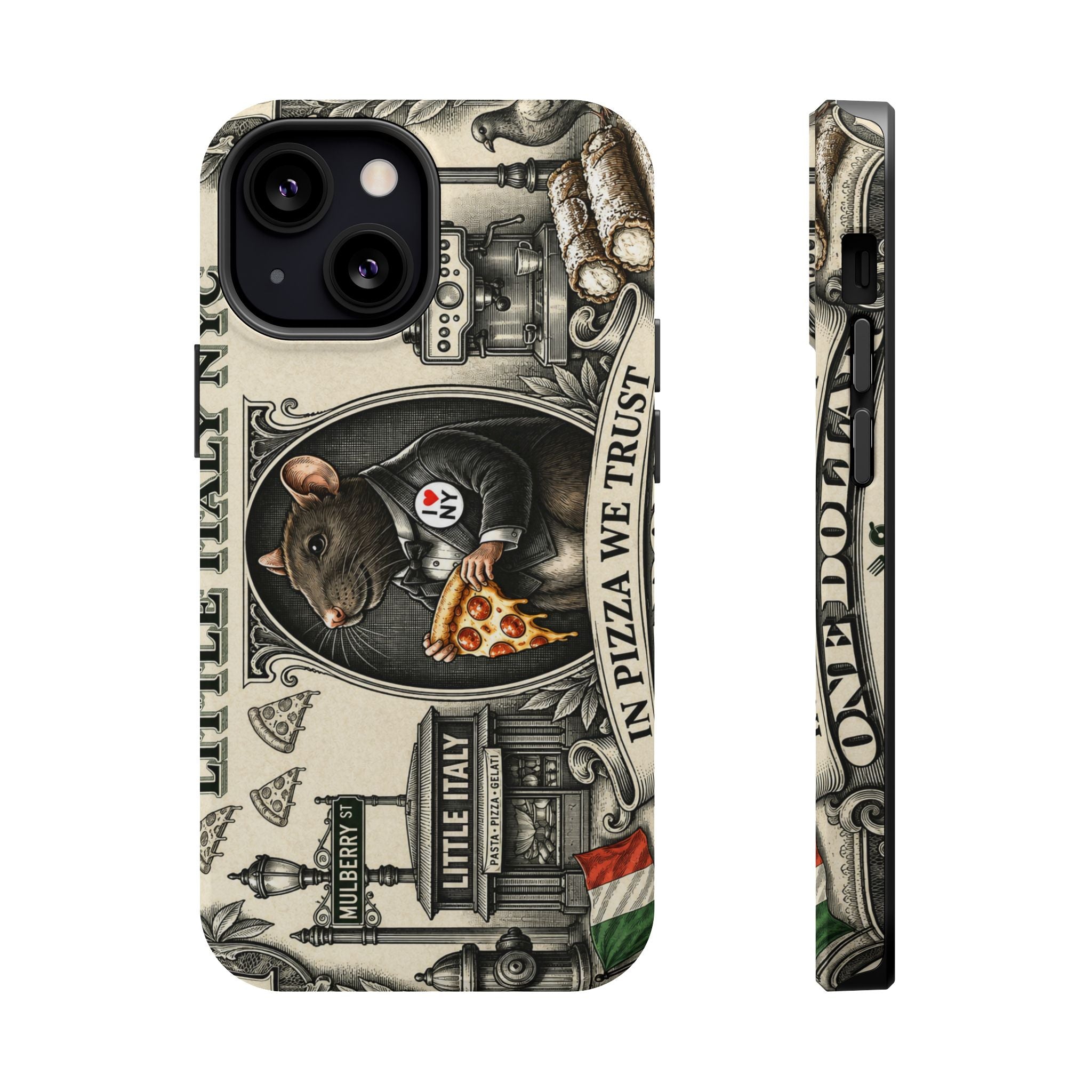 Little Italy NY Phone Case — 'In Pizza We Trust' Italy Rat Art Magnetic Impact-Resistant Case