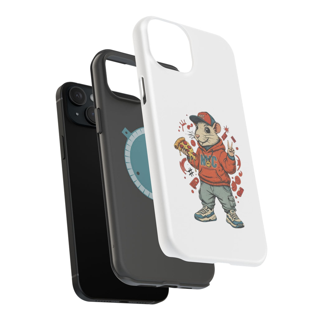Streetwear Pizza Rat Phone Case — Magnetic Impact‑Resistant iPhone Case with Pizza Skateboard Design