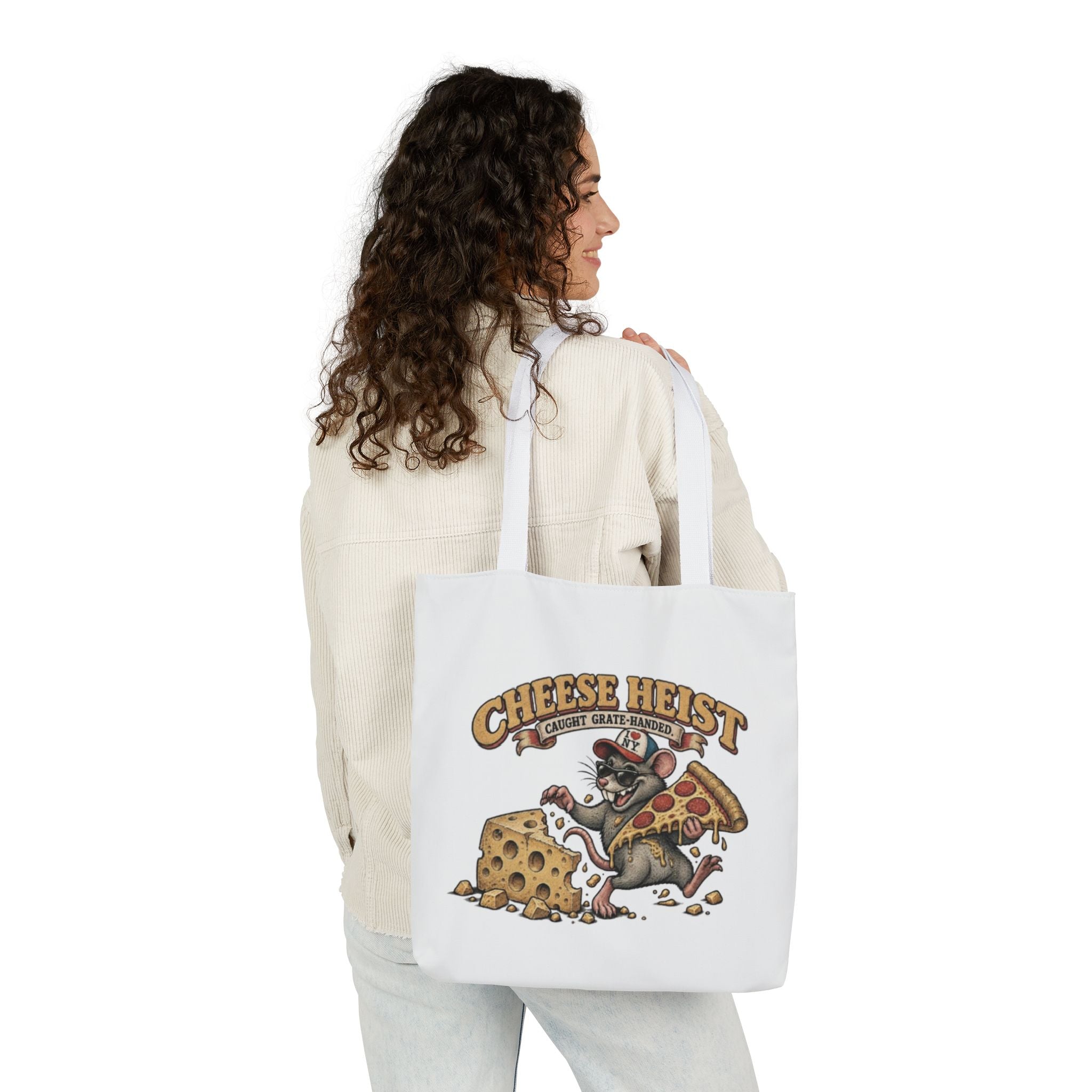 Cheese Heist Canvas Tote - Funny Mouse & Pizza Grocery Bag