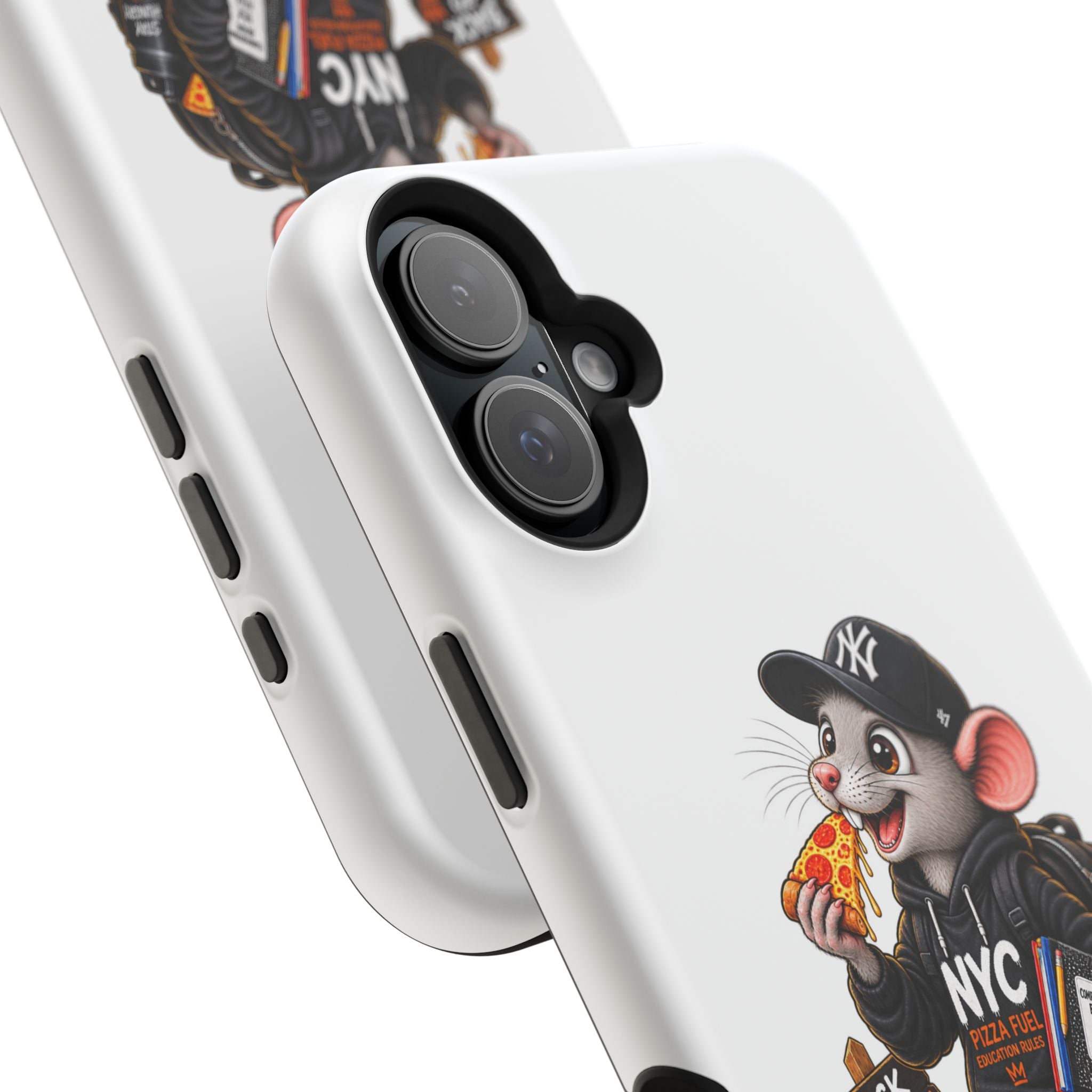 NYC Street Rat Phone Case – Magnetic Impact-Resistant iPhone Case with Back-to-School Pizza Design