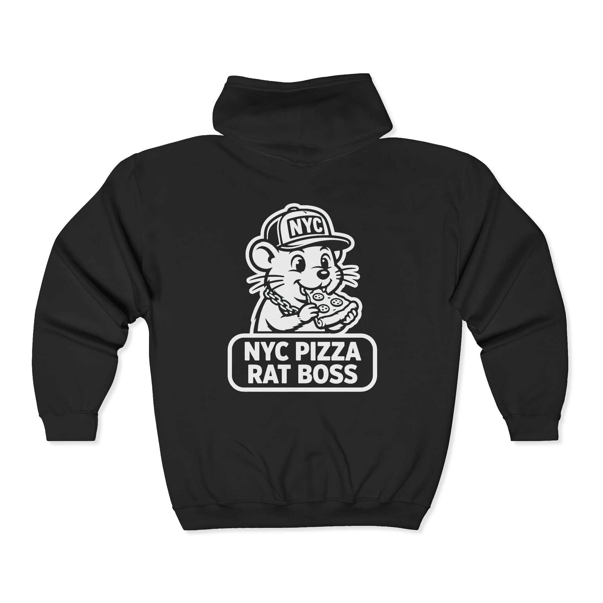 NYC Pizza Rat Zip Hoodie — Pizza Rat Graphic Full-Zip Sweatshirt