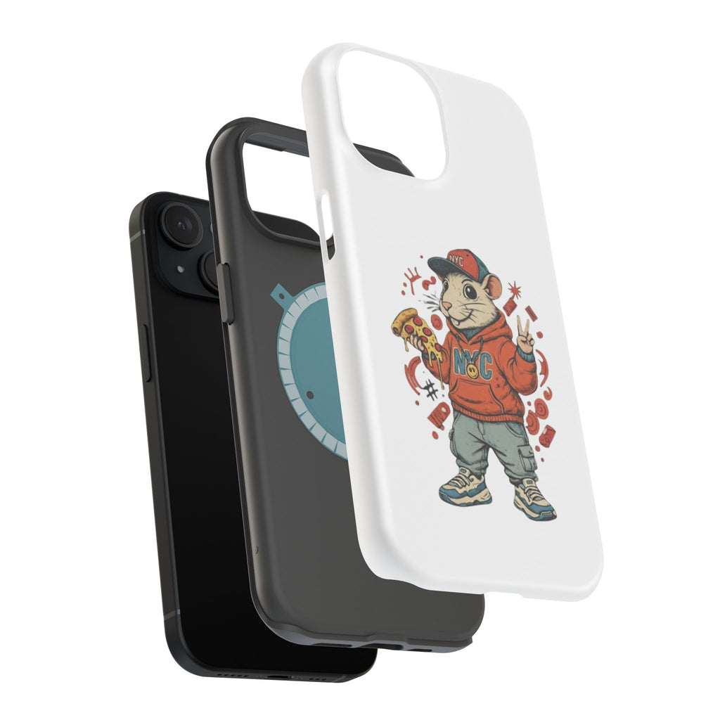 Streetwear Pizza Rat Phone Case — Magnetic Impact‑Resistant iPhone Case with Pizza Skateboard Design