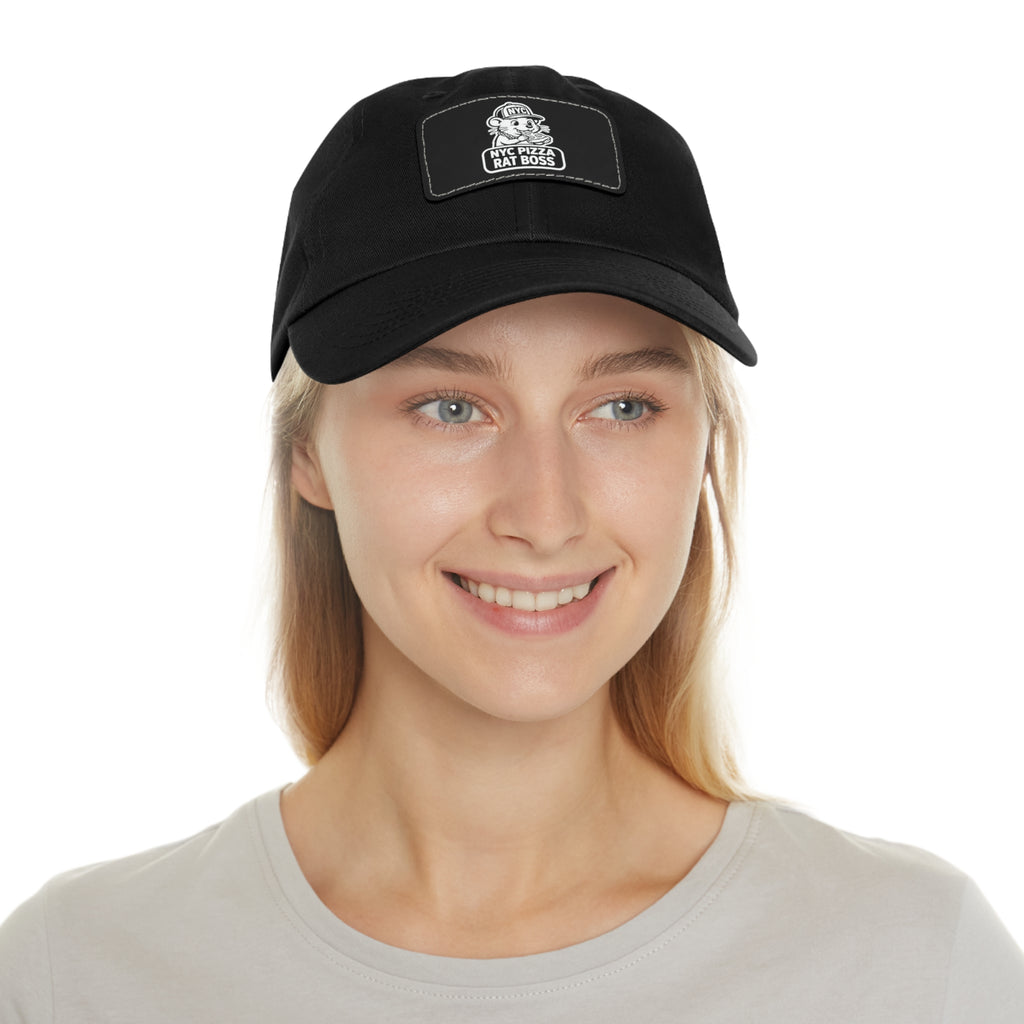 Leather Patch Dad Hat — NYC Pizza Rat Boss Logo