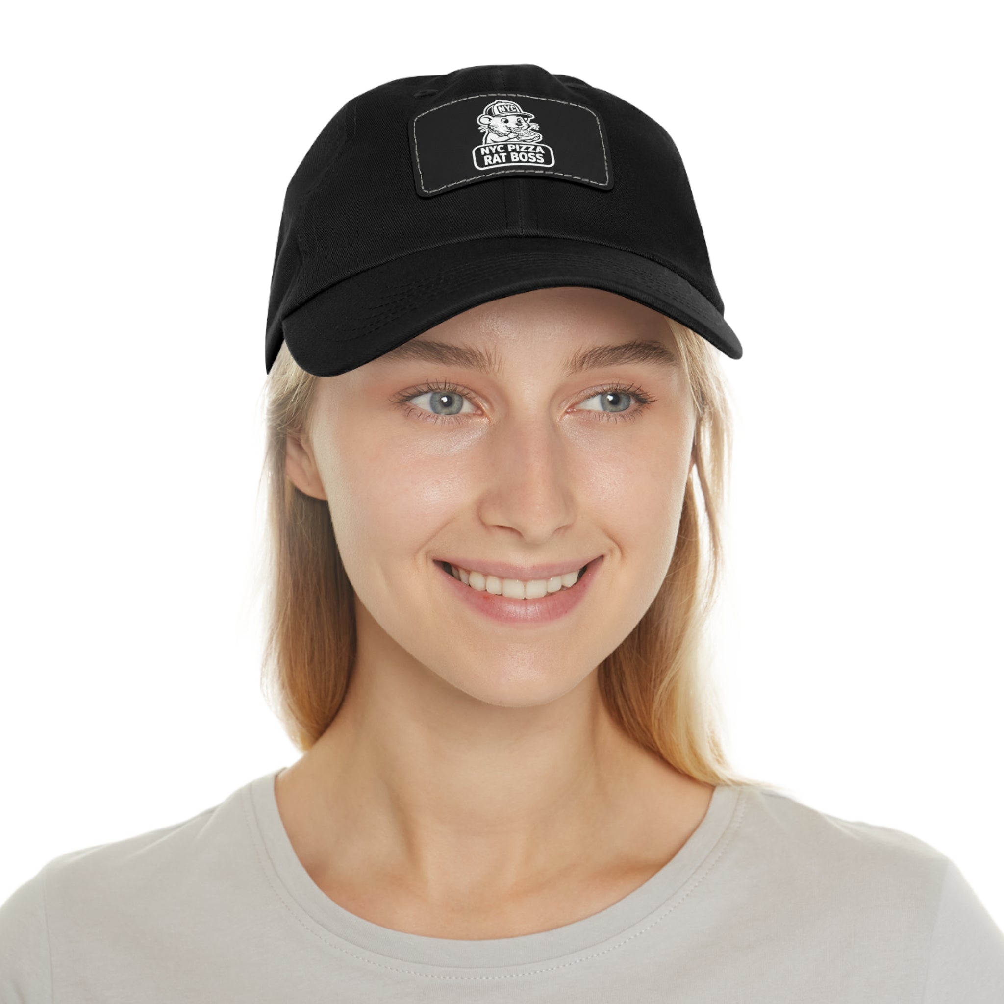 Leather Patch Dad Hat — NYC Pizza Rat Boss Logo