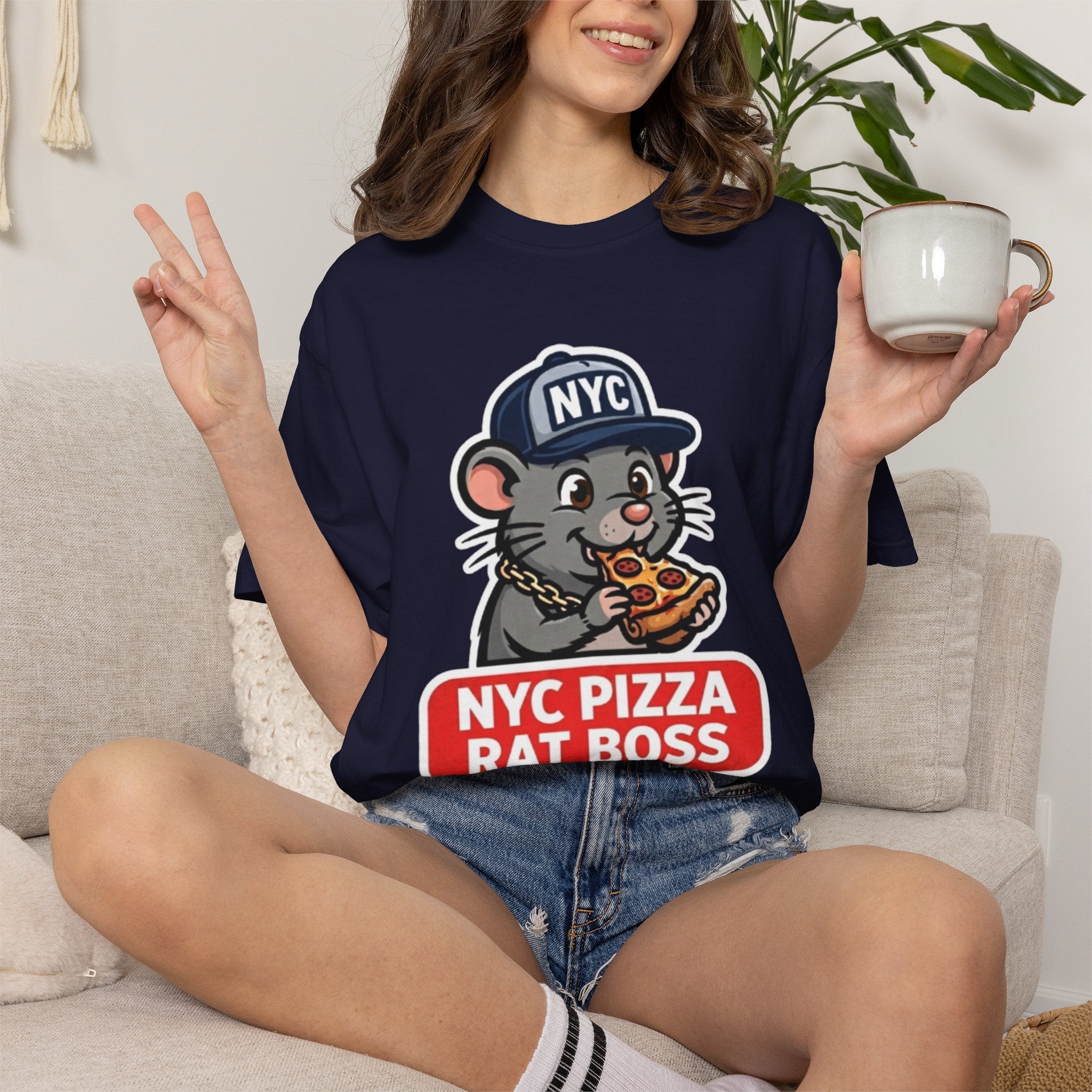 NYC Pizza Rat Boss T-Shirt — Funny New York Rat Pizza Graphic Tee