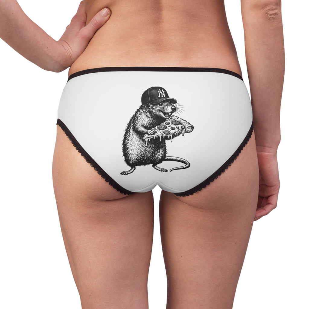 NYC Rat Pizza Briefs — Cute Streetwear Women's Briefs with Pizza-Loving Rat Design